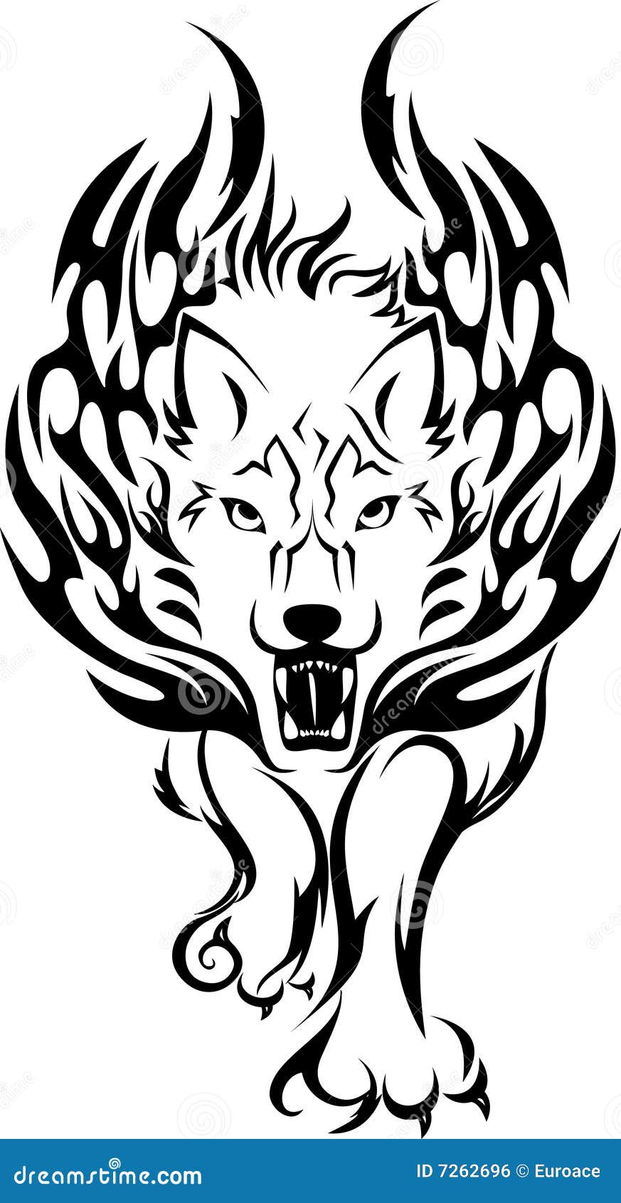 Fire Wolf Stock Vector Illustration Of Cartoon Tattoo 7262696