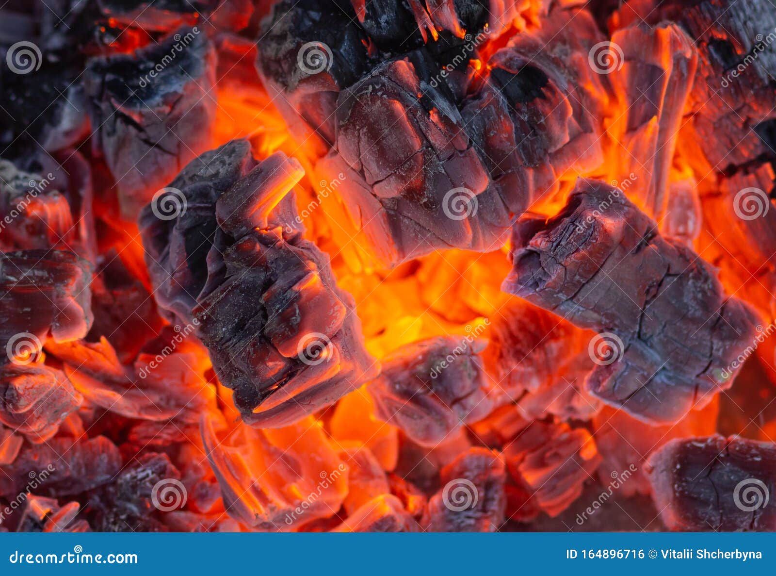 Fire Woods And Hot Coal In A Grill Stock Photo Image Of Yellow Picnic 164896716