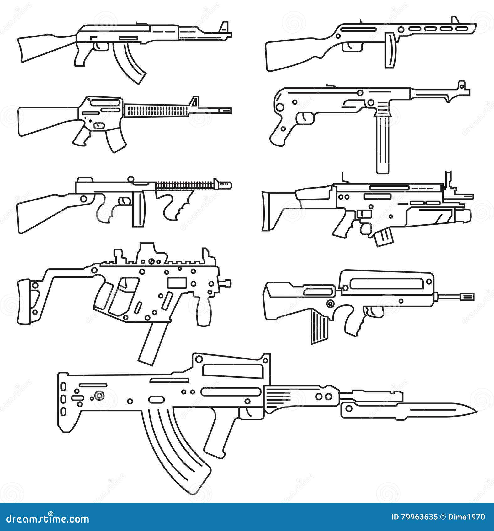 Premium Vector  Sketch machine gun minigun vector