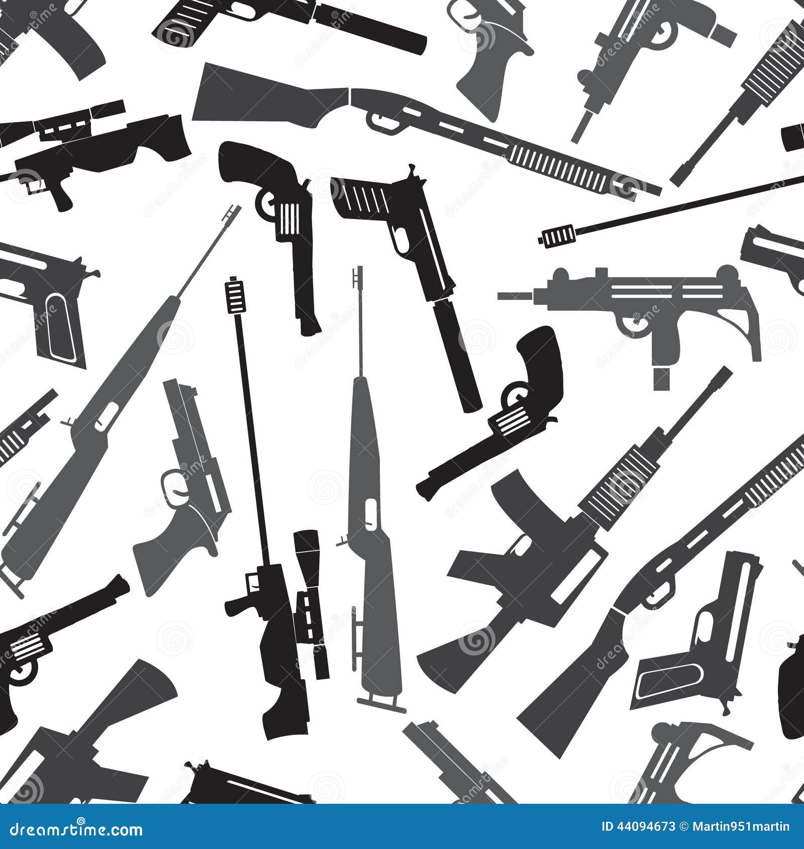 firearms weapons and guns seamless pattern