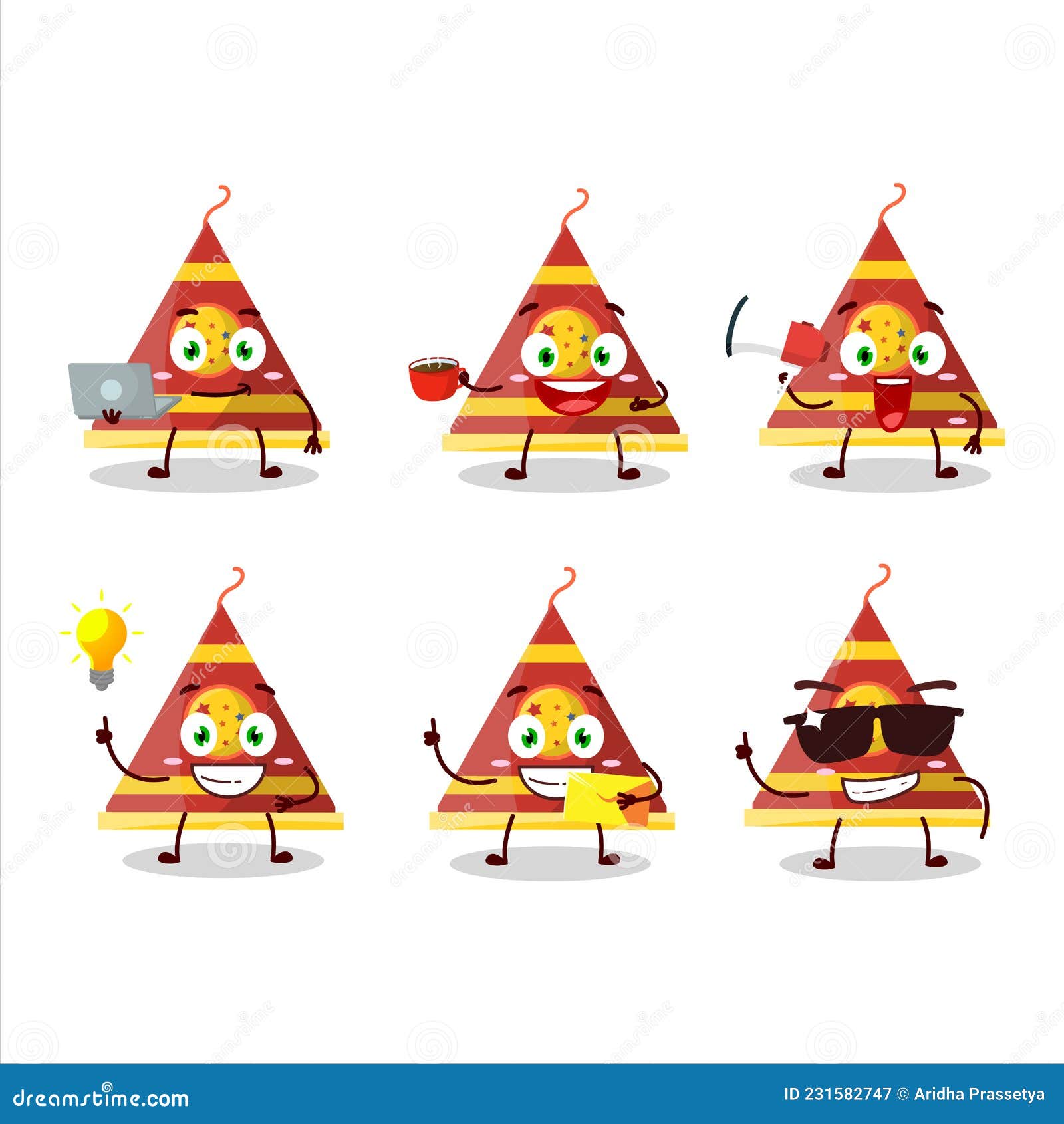 Firecracker Smoke Cone Cartoon Character with Various Types of Business ...