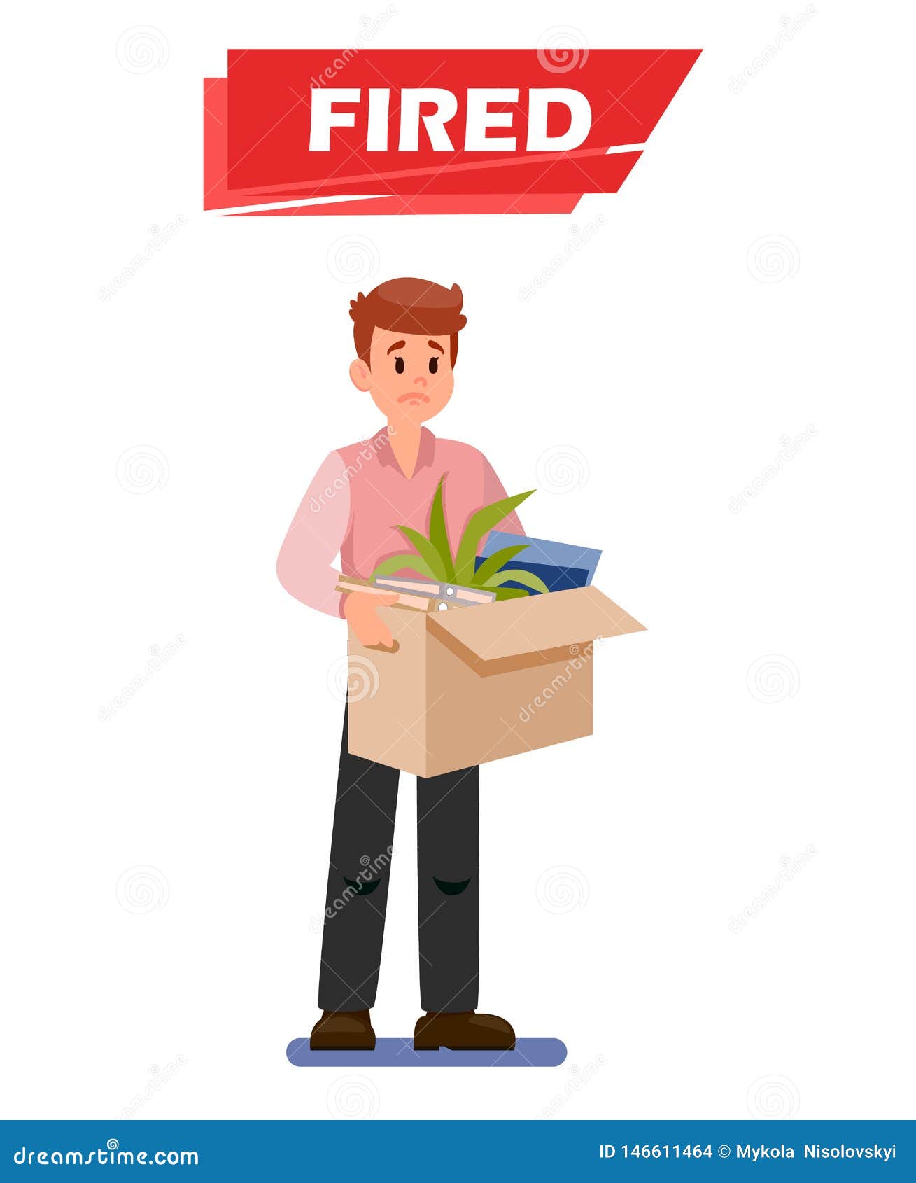 Fired Sad Employee Cartoon Vector Illustration Stock Vector - Illustration  of failure, pink: 146611464