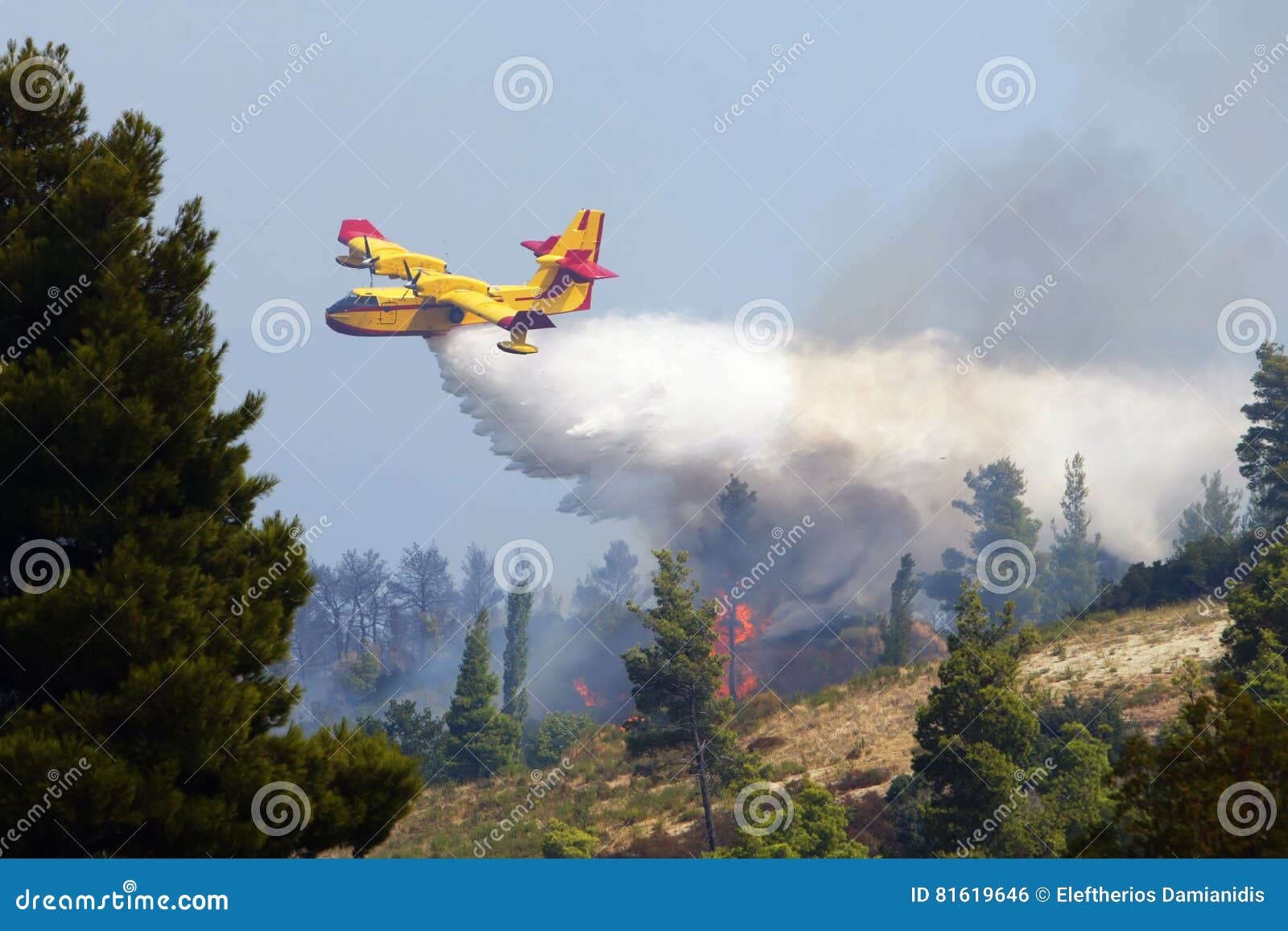Firefghter Water Bomber Airplane Dumping Its Load Stock Photo Image