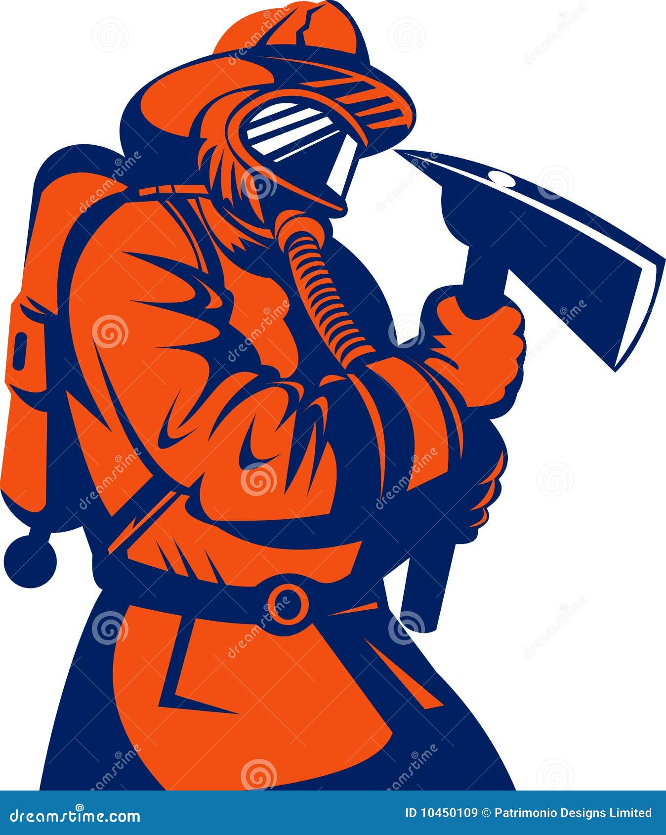 Firefighter with axe stock illustration. Illustration of fireman 10450109
