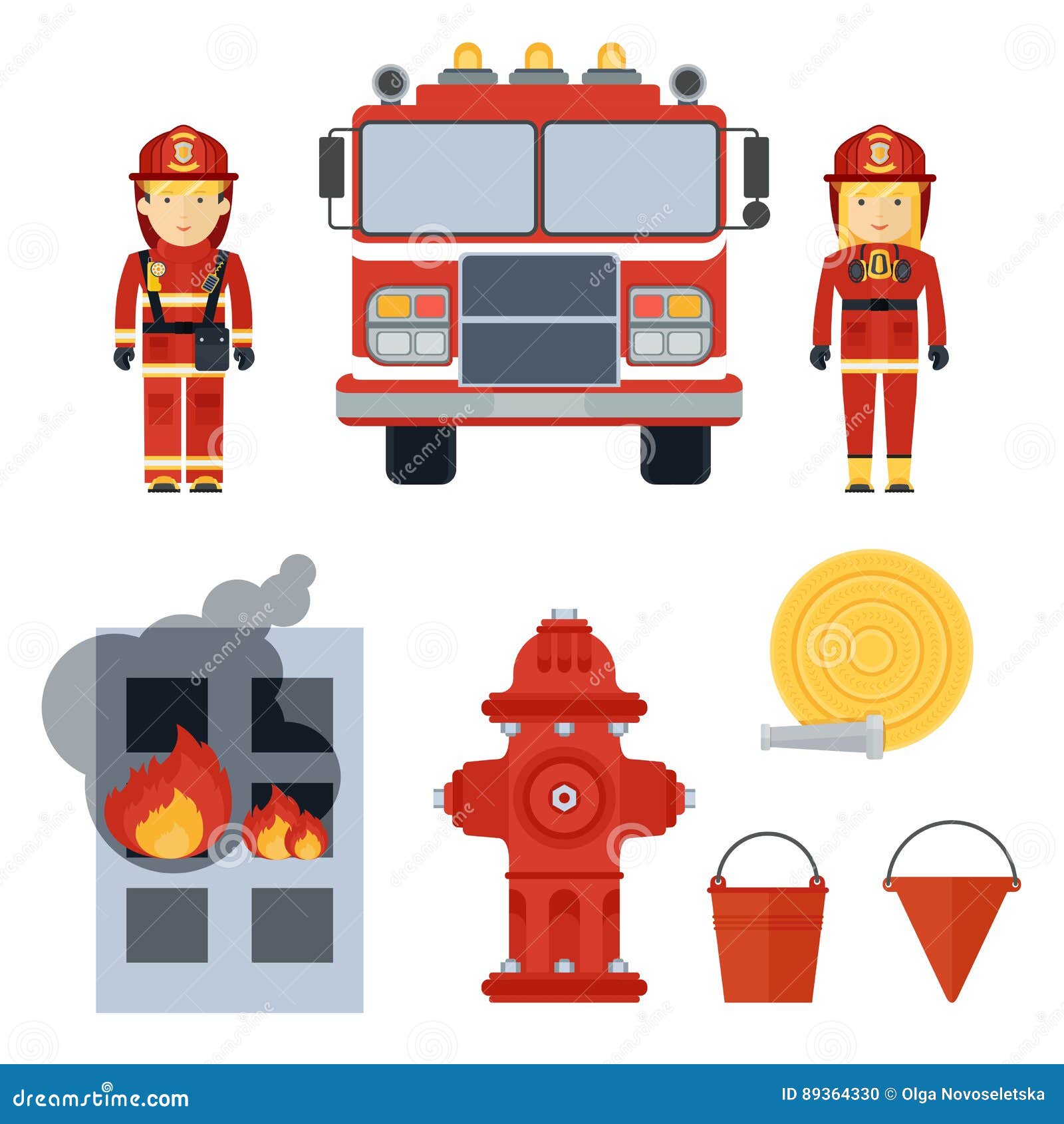 Firefighter's Objects Sketch Vector Illustration
