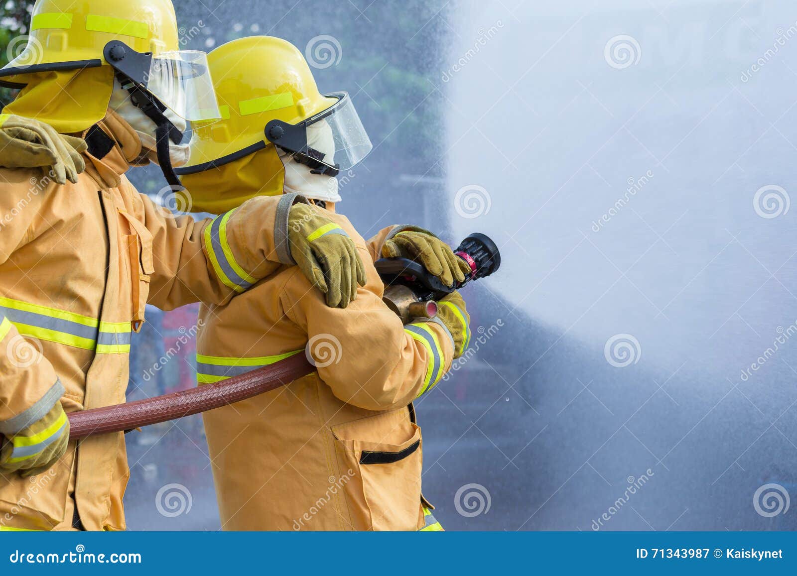 Firefighter Fighting for a Fire Attack Stock Image Image of male