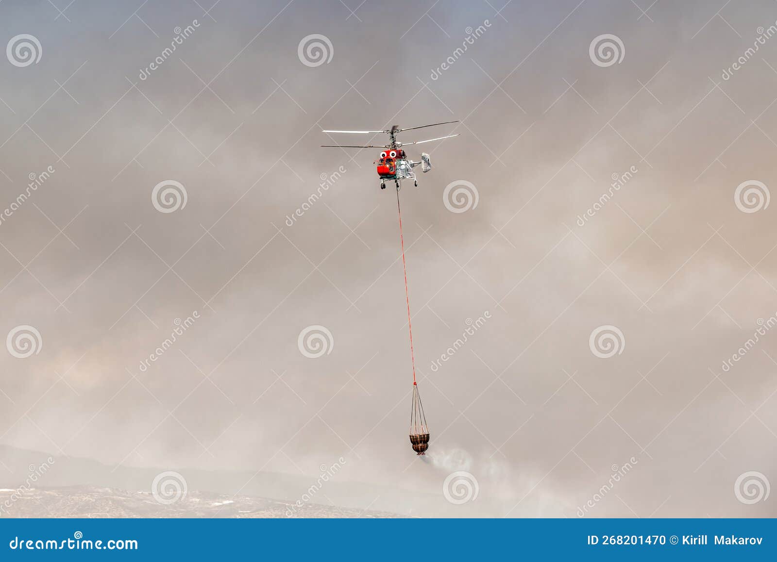 Firefighter Helicopter with Water Bucket Stock Photo Image of burn