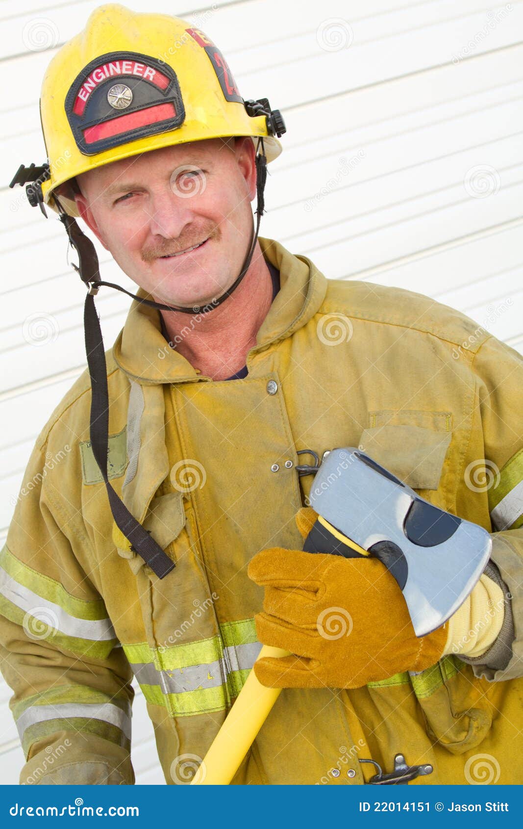 Firefighter Holding Axe stock image. Image of adult, jacket 22014151