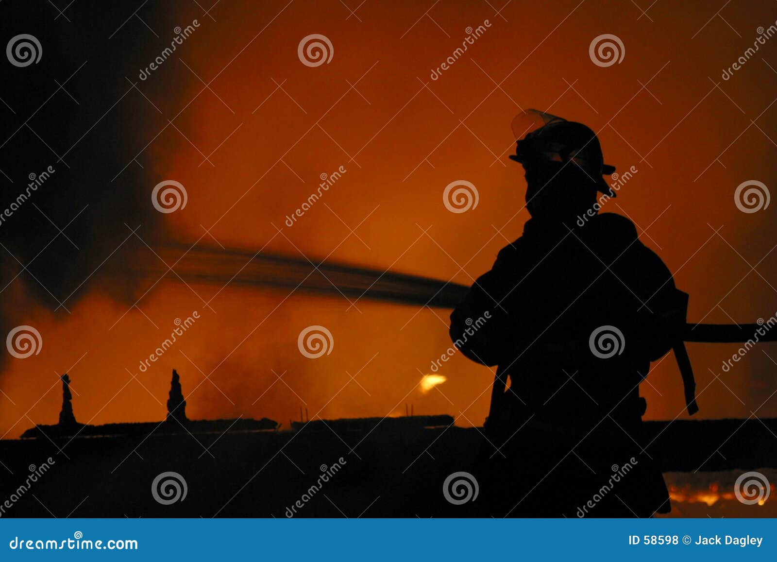 firefighter in silhouette