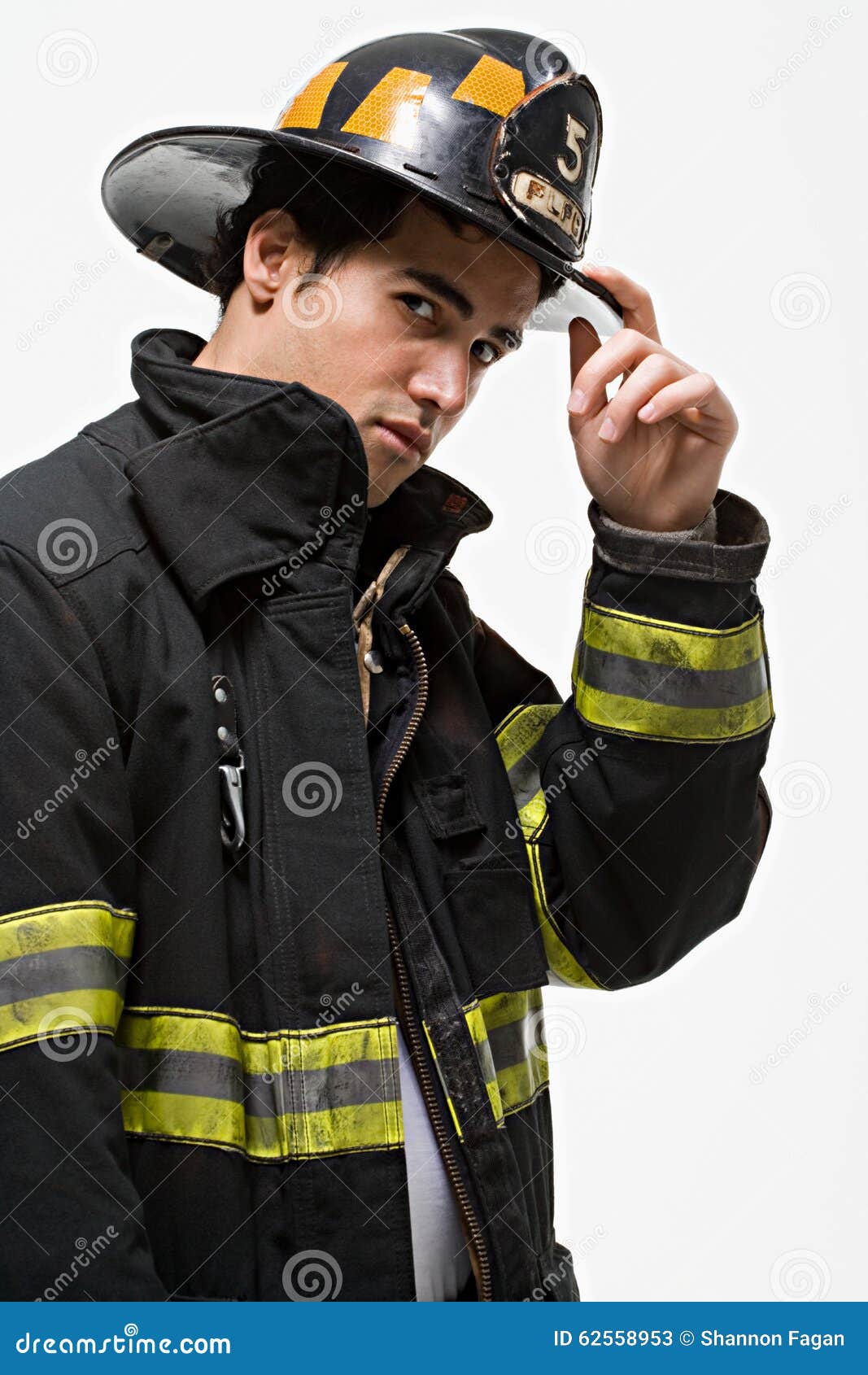 Firefighter Tipping His Hat Stock Image Image of portrait, adult