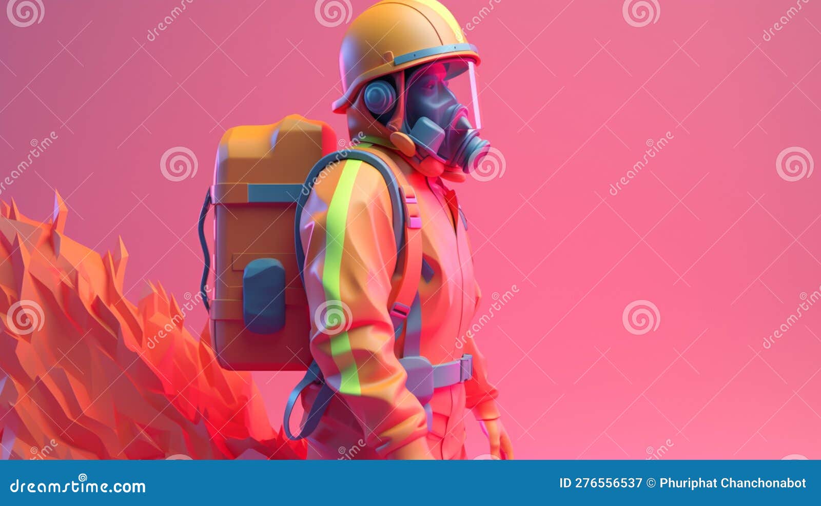 Firefighter in Trending Color Palette with Generative AI Stock ...