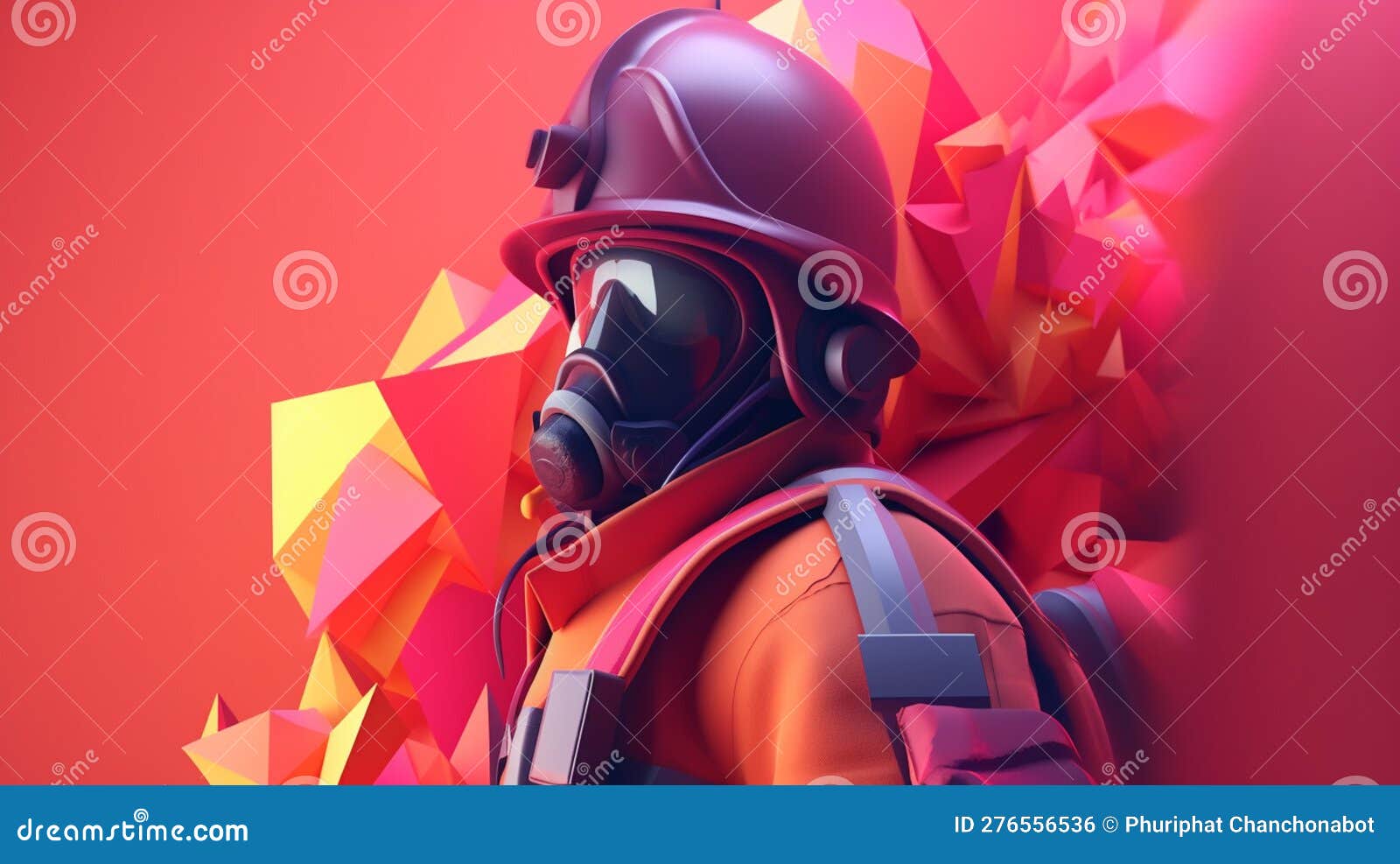 Firefighter in Trending Color Palette with Generative AI Stock Photo ...