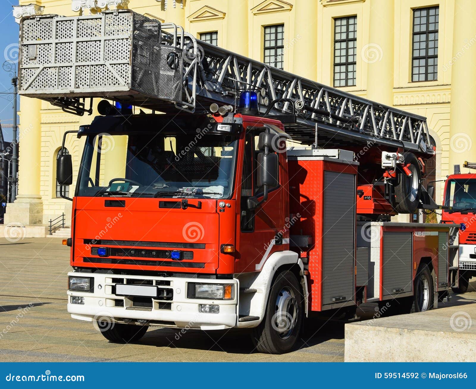 Firefighter Truck with Ladder Stock Photo Image of fire, fireman