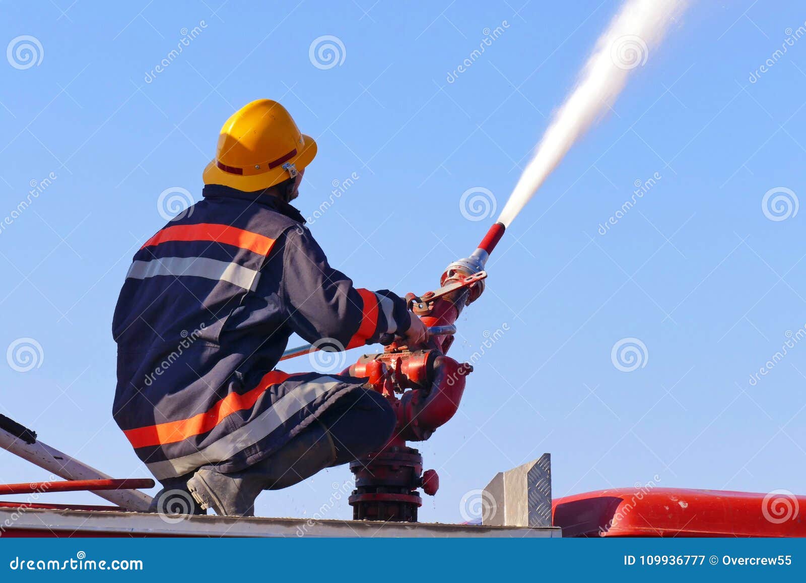 Firefighter with a Water Cannon Stock Image Image of heroes