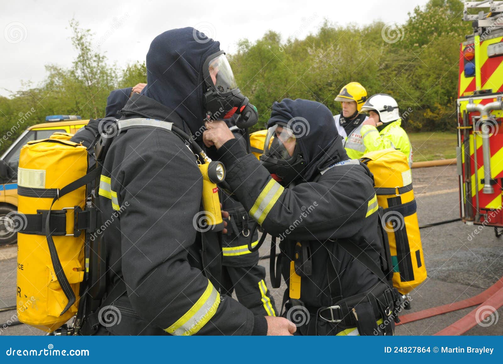 Firefighters Check Breathing Apparatus Editorial Stock Image Image