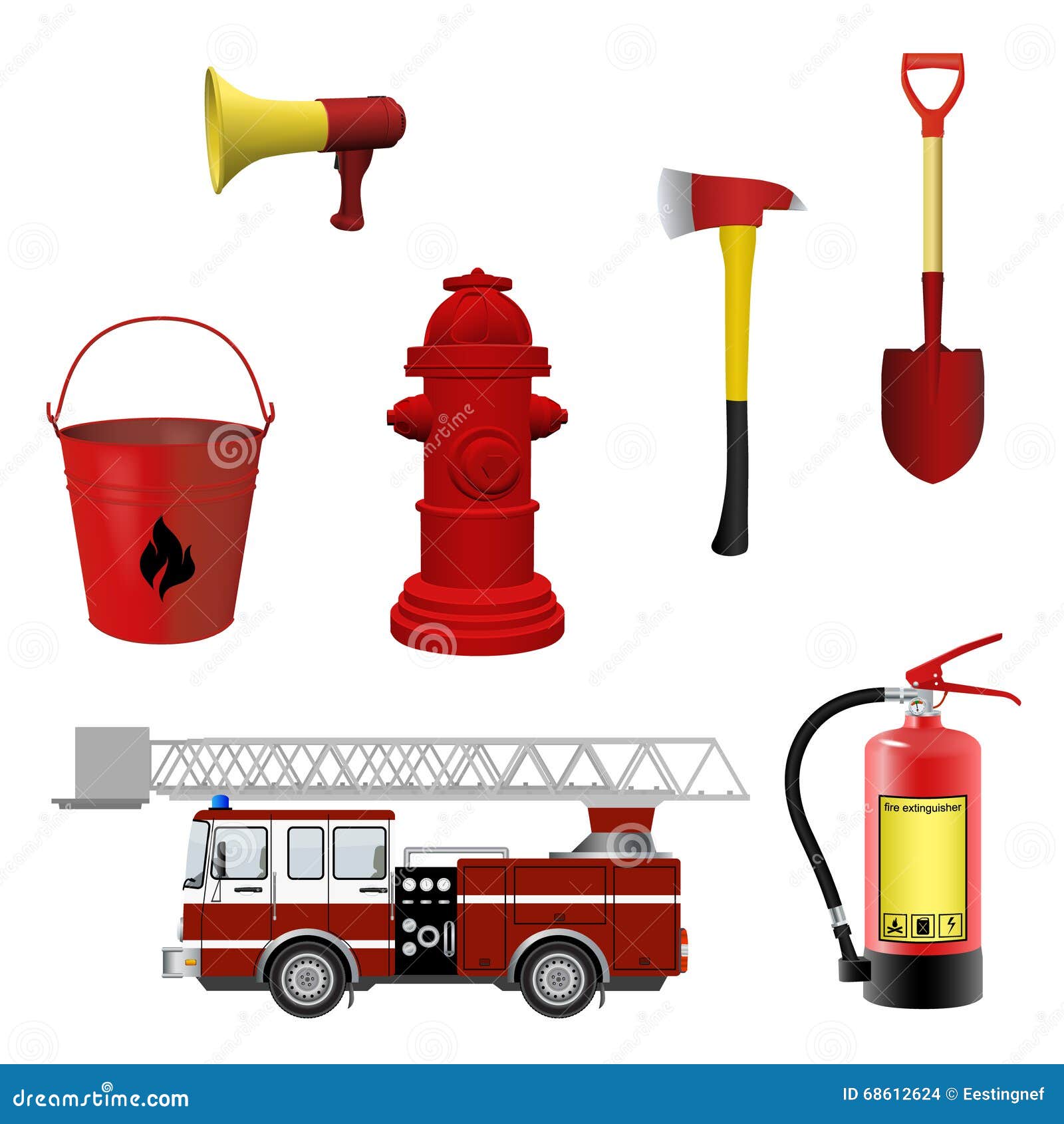 Firefighters Equipment Set. Stock Vector Illustration of safety