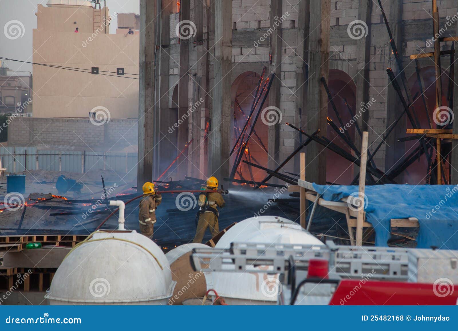 Firefighters Extinguishes a Fire in Kuwait Editorial Stock Photo