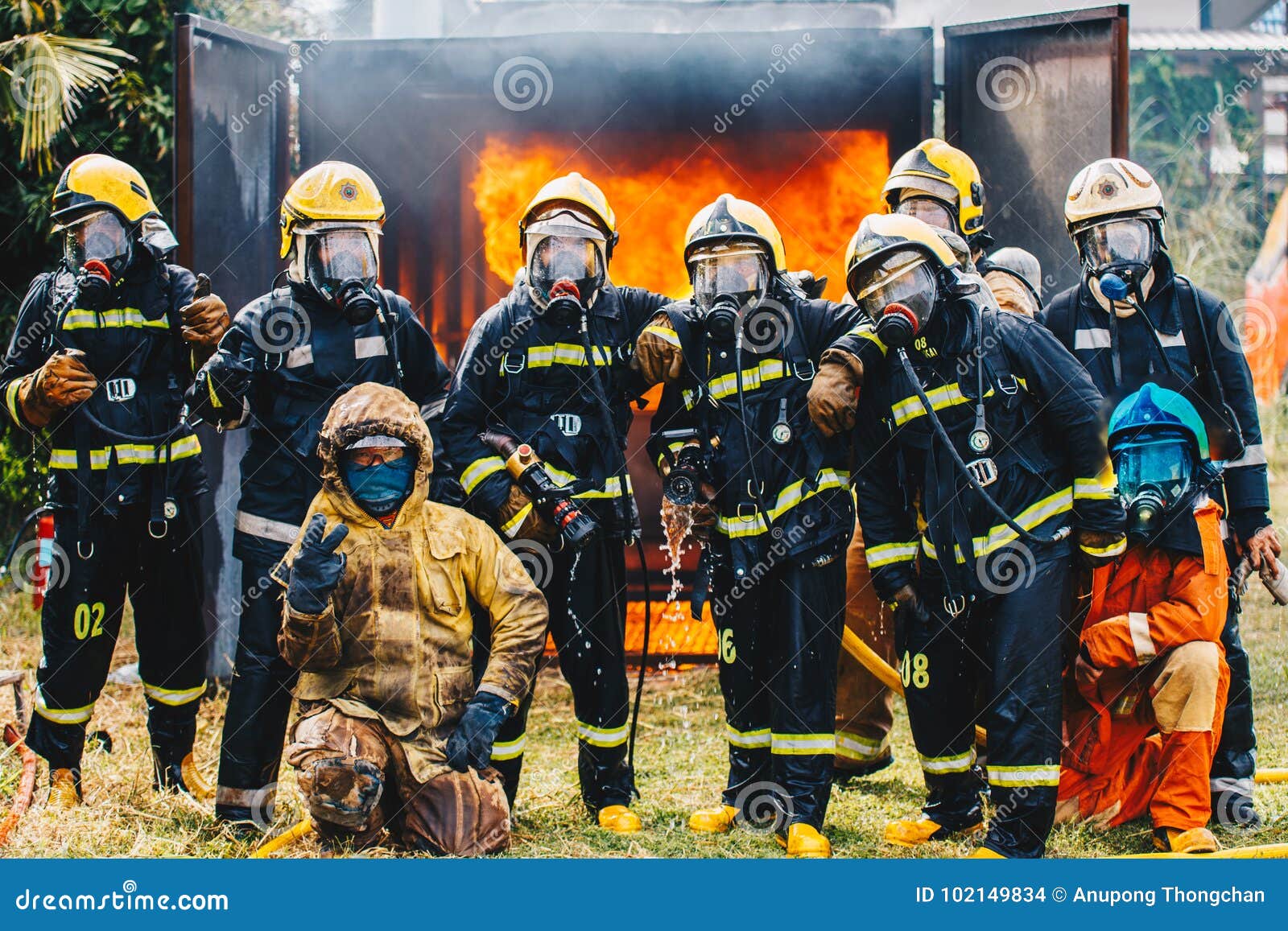 Portrait of Firefighters Team in Uniform Editorial Stock Image Image