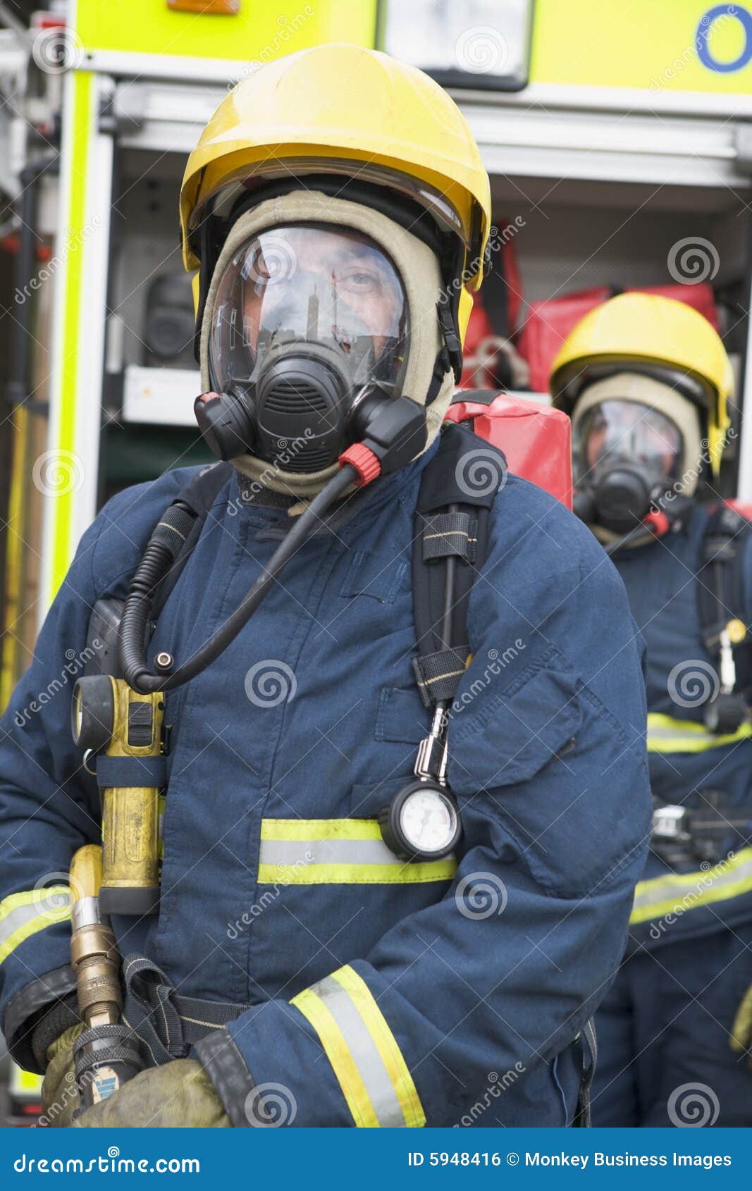 Firefighters in Protective Workwear Stock Photo Image of engine