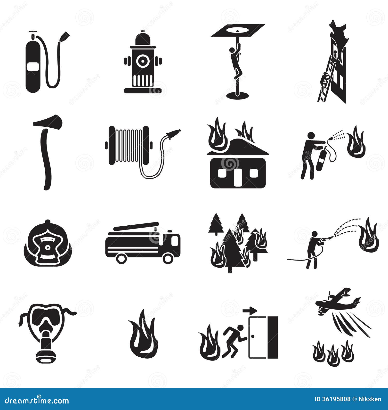 Firefighting Icons Collection Cartoon Vector 92165467