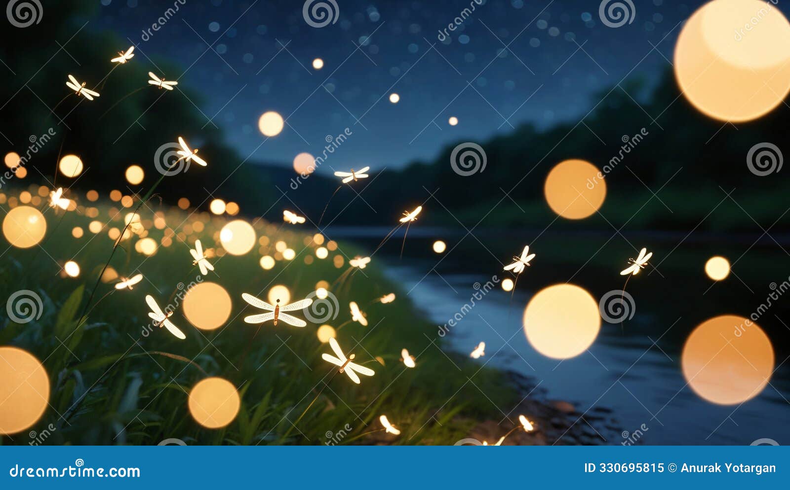 fireflies sheding lights in a forest, lombardy, italy
