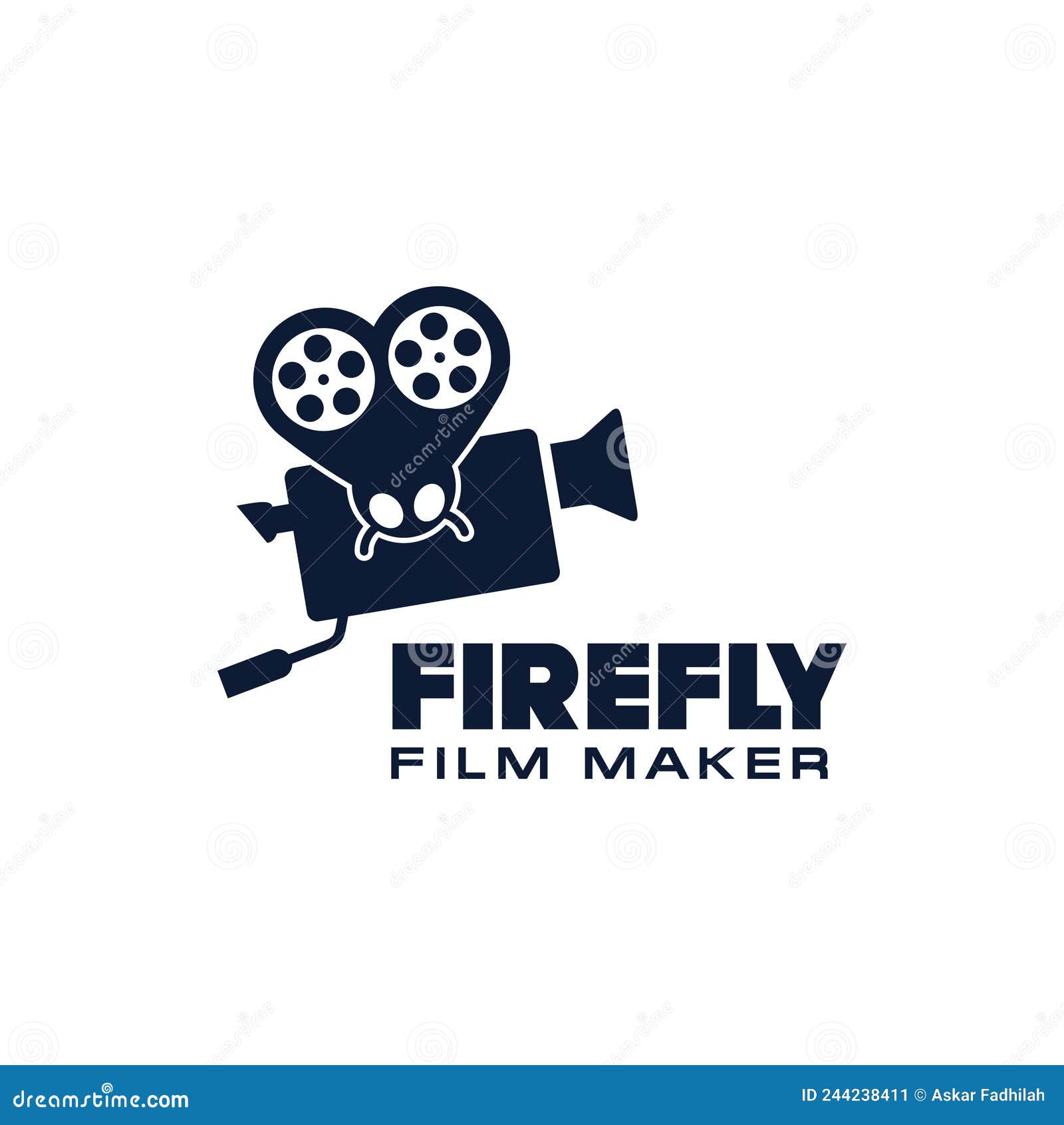 Firefly and Film Reels on Camera Logo Concept, Cinema Movie