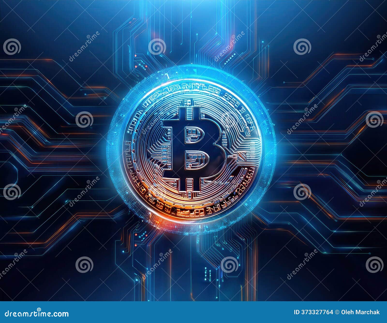 Firefly Hologram Bitcoin Logo Shining Against a Dark Blue Digital  Background Featuring Blockchain Design Elements Stock Photo - Image of  exchange, computer: 373327764