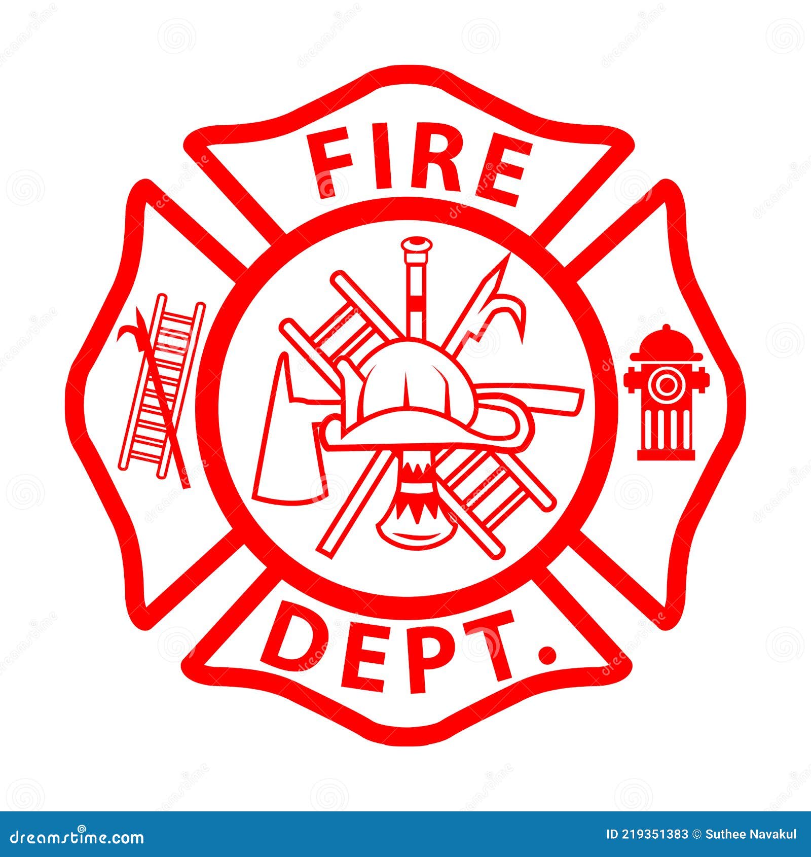 fireman emblem sign on white background. fire department . firefighterÃ¢â¬â¢s maltese cross. flat style