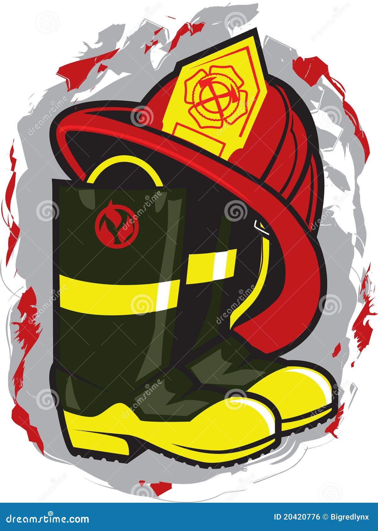 Fireman Hat and Boots stock vector. Illustration of helmet - 20420776