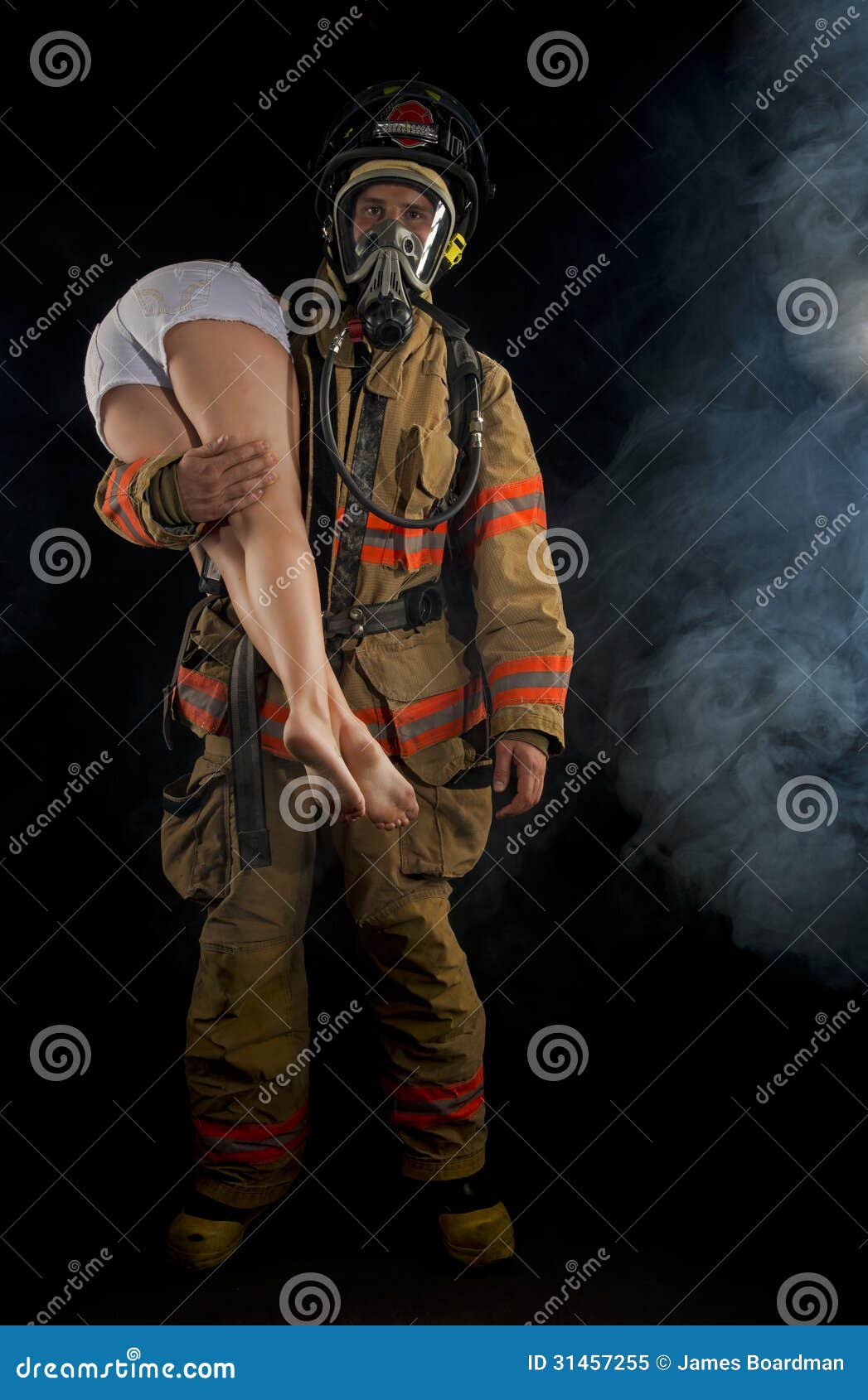 fireman saving a victim