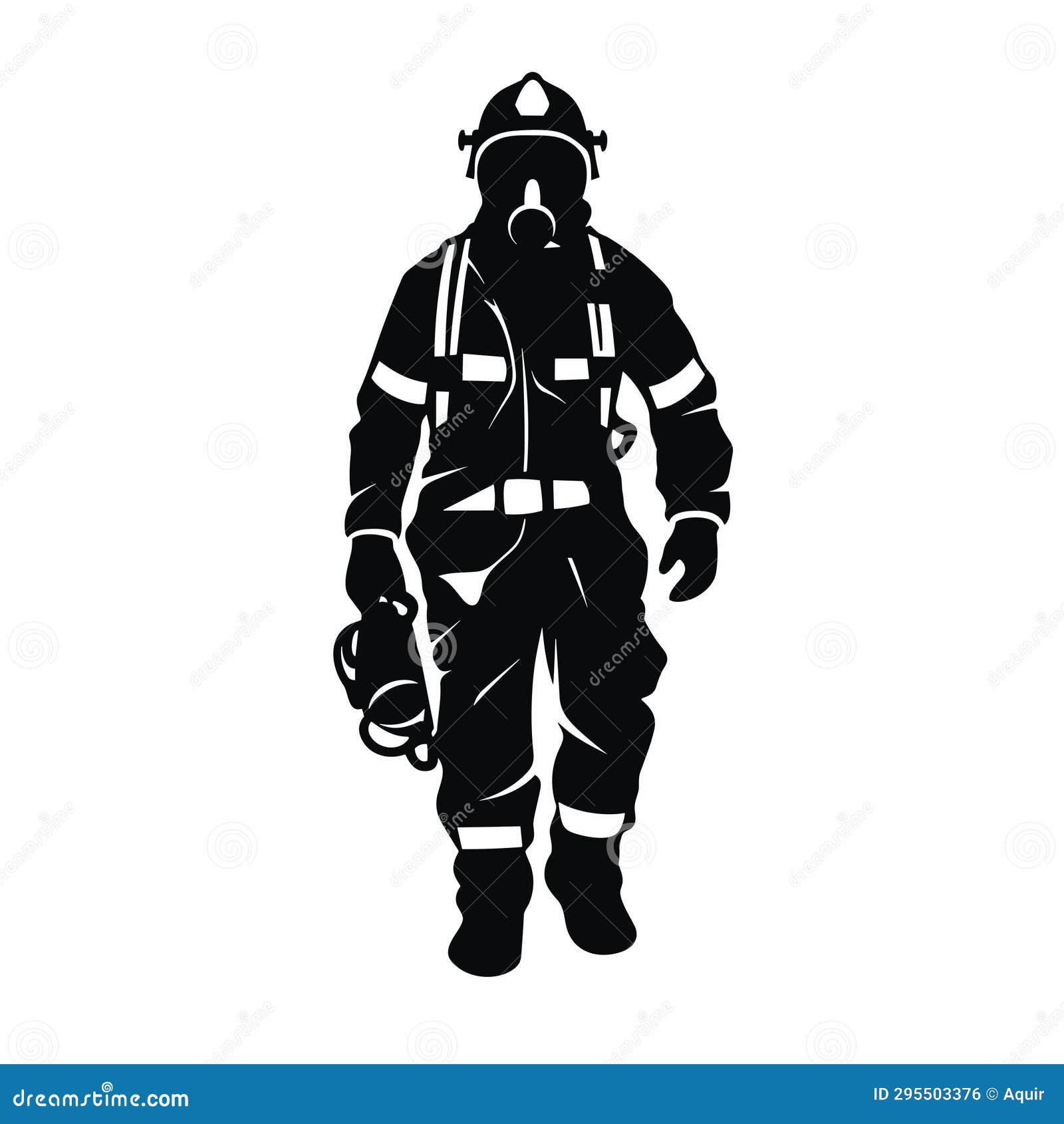 Firefighter Black Icon on White Background. Fireman Silhouette Stock ...