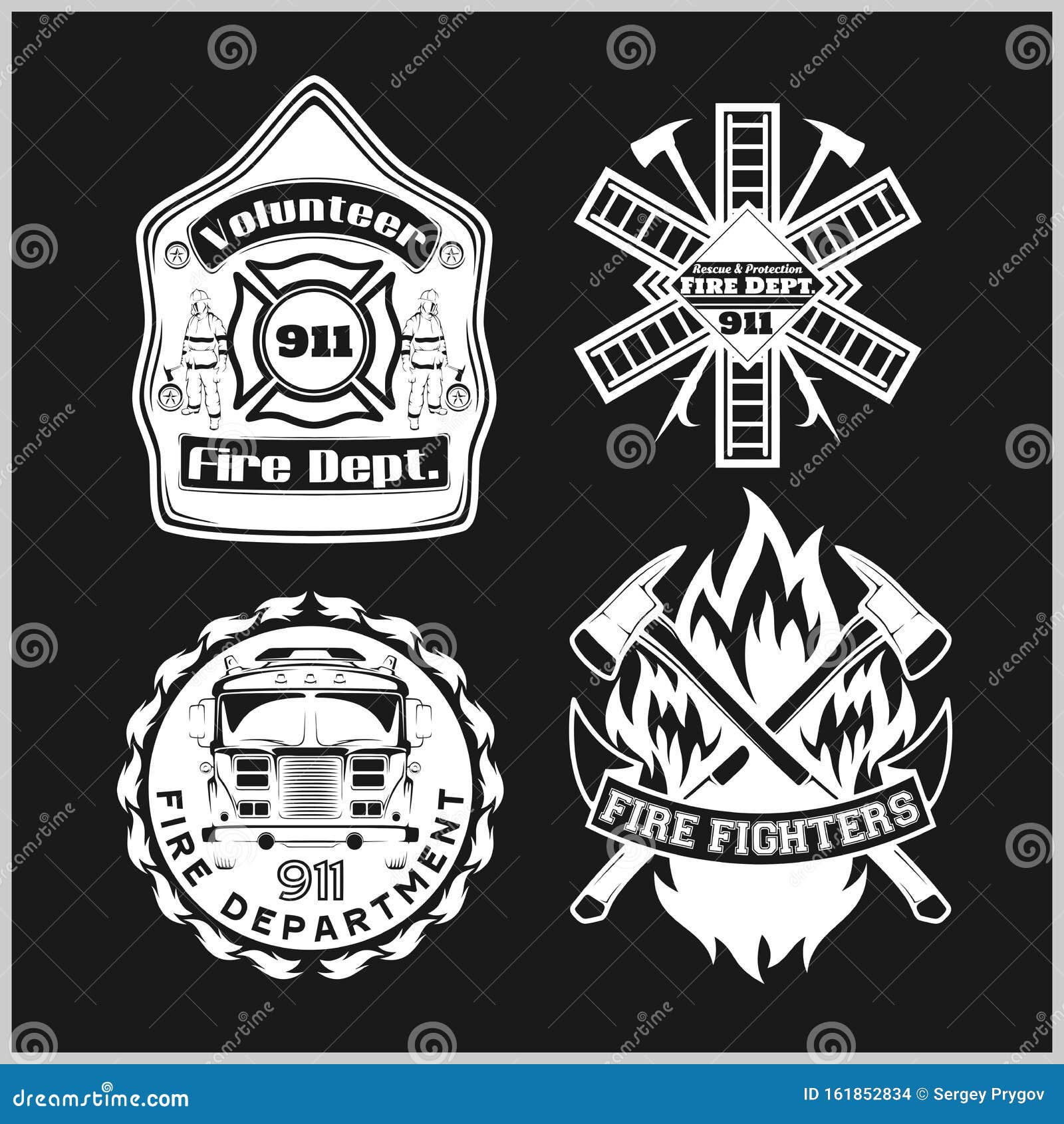 Firemans Vector Set - T-shirt Graphics, Fire Department, Sworn To ...