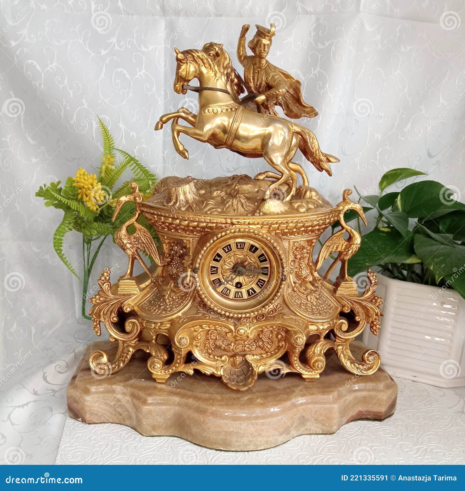 Fireplace clock vintage stock image. Image of figurine 221335591