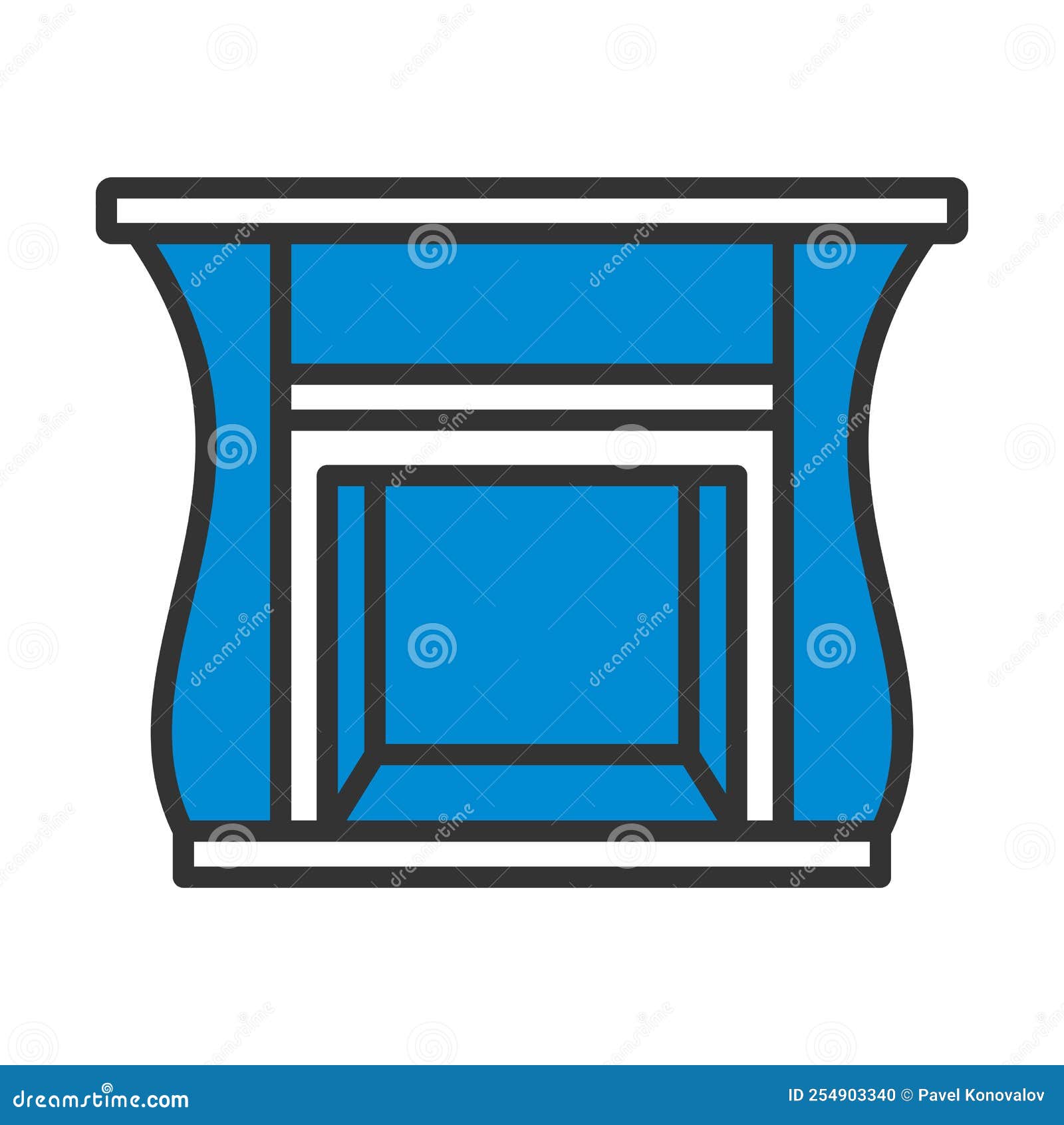 Fireplace with Doors Icon stock vector. Illustration of christmas