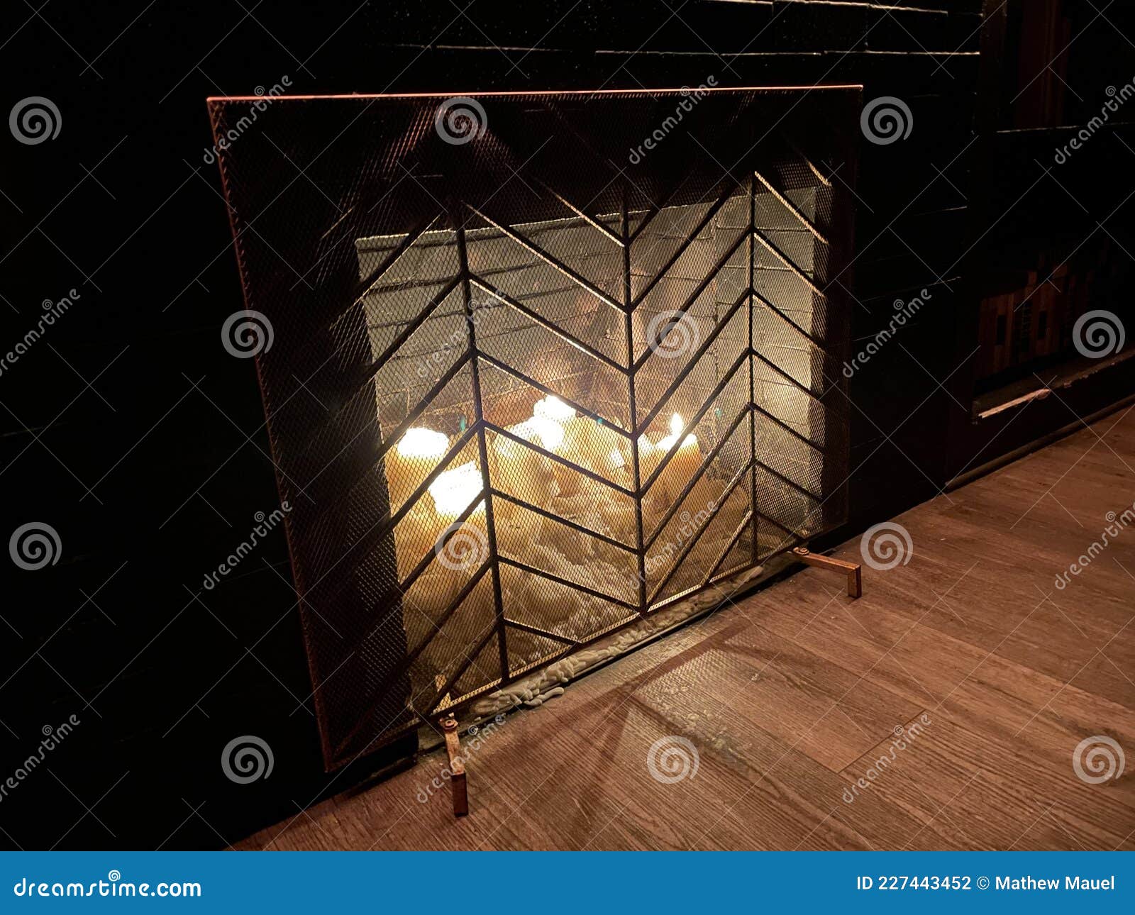 Fireplace Full of Candles stock photo. Image of furniture 227443452