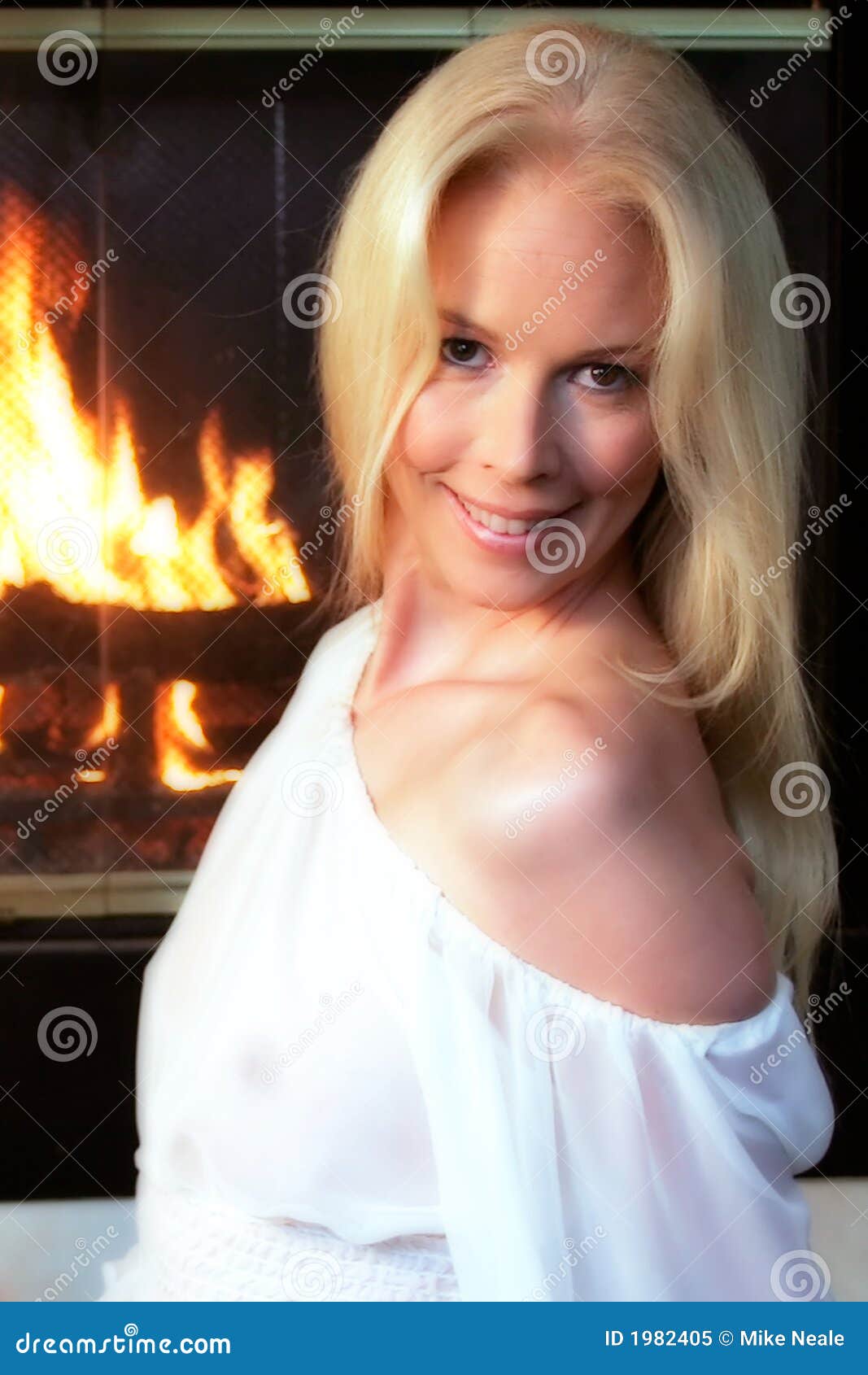Fireplace Girl Stock Image Image Of Blond Attractive 1982405