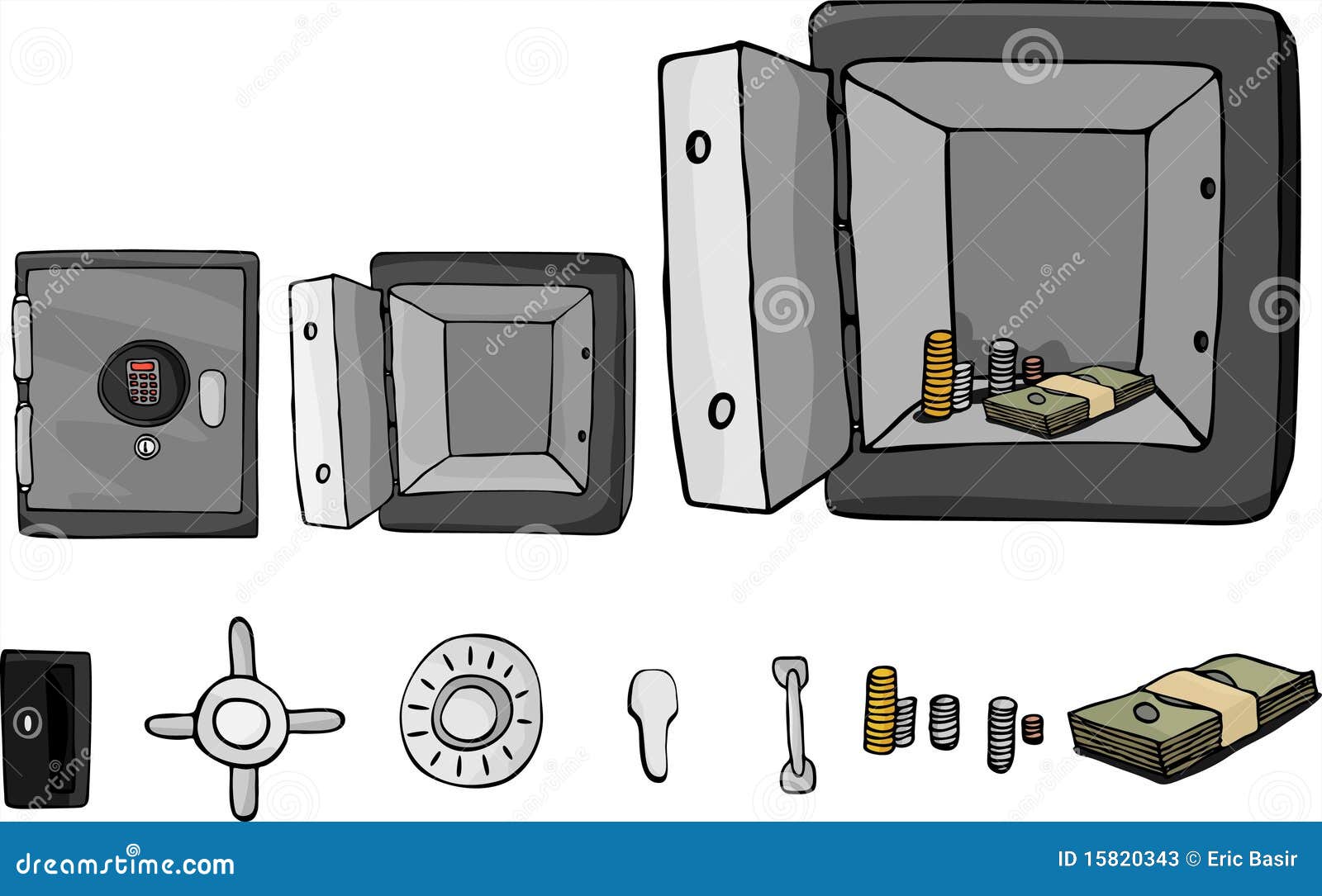 Fireproof Safe with Parts stock vector. Illustration of insurance