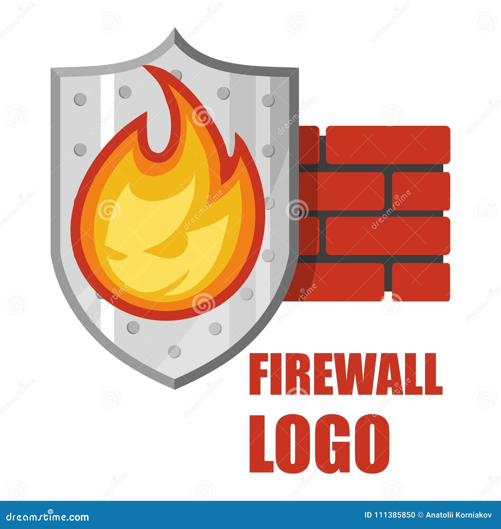 Firewall Logo. Protection Logo.Cyber Security Emblem. Stock Vector