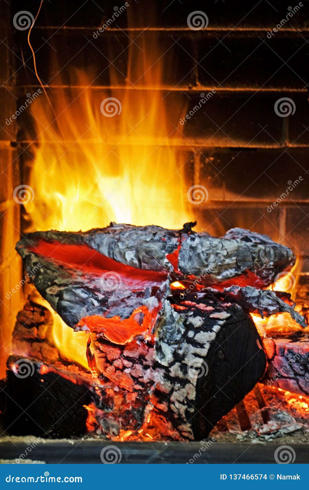 Firewood Burns in the Fireplace in the House Stock Photo Image of
