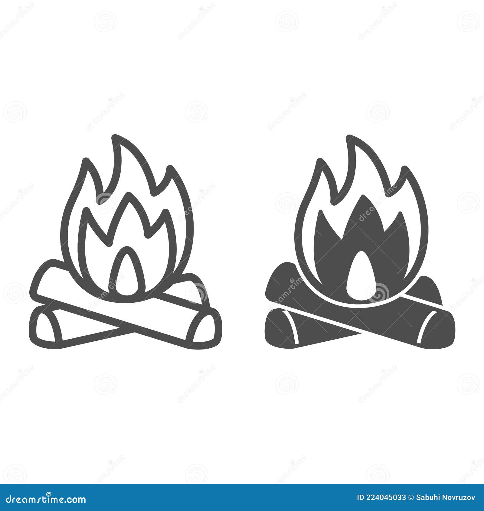 Firewood and Fire Line and Solid Icon, Camping Concept, Celebration Bonfire  Vector Sign on White Background, Outline Stock Vector - Illustration of  decoration, black: 224045033
