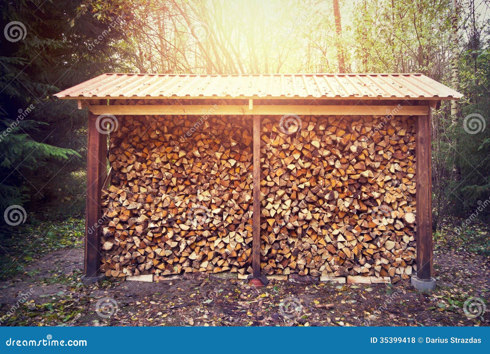 Firewood Stacked In Shed Royalty Free Stock Photos - Image 