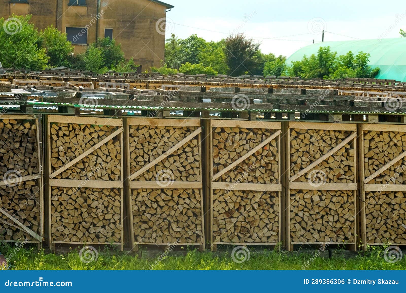 Firewood Stacked for Storage in a Wooden Box Stock Photo Image of