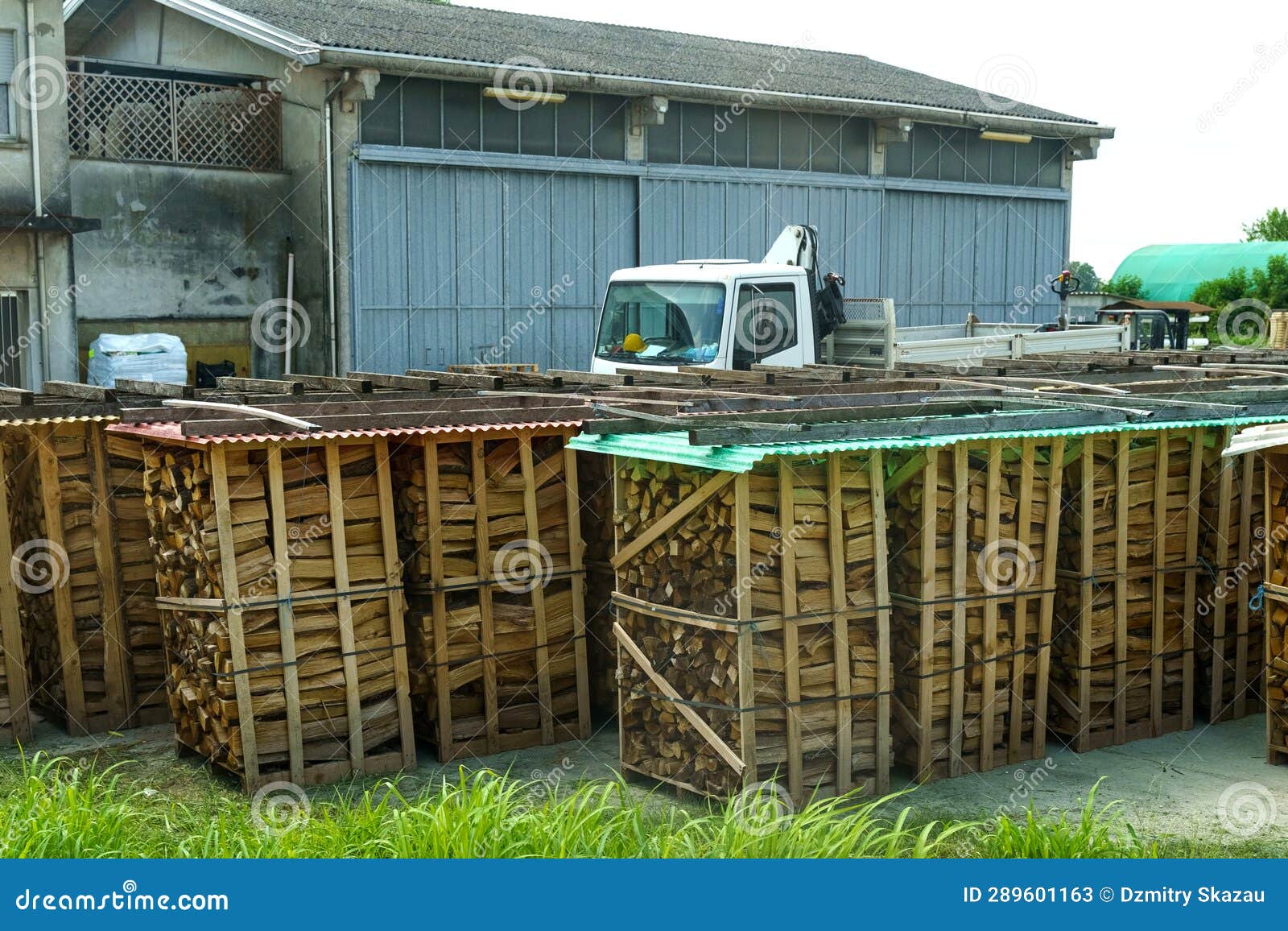Firewood Stacked for Storage in a Wooden Box Stock Image Image of