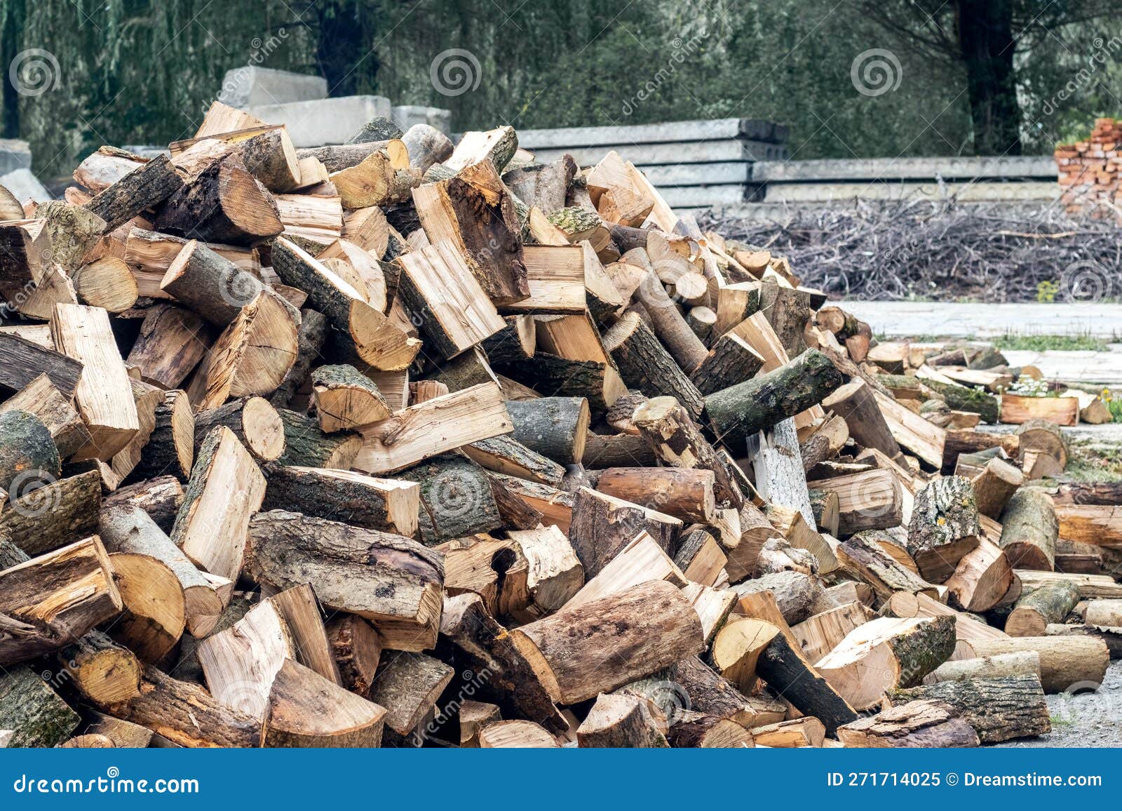 Firewood in the Yard of the Farm Stock Image Image of material