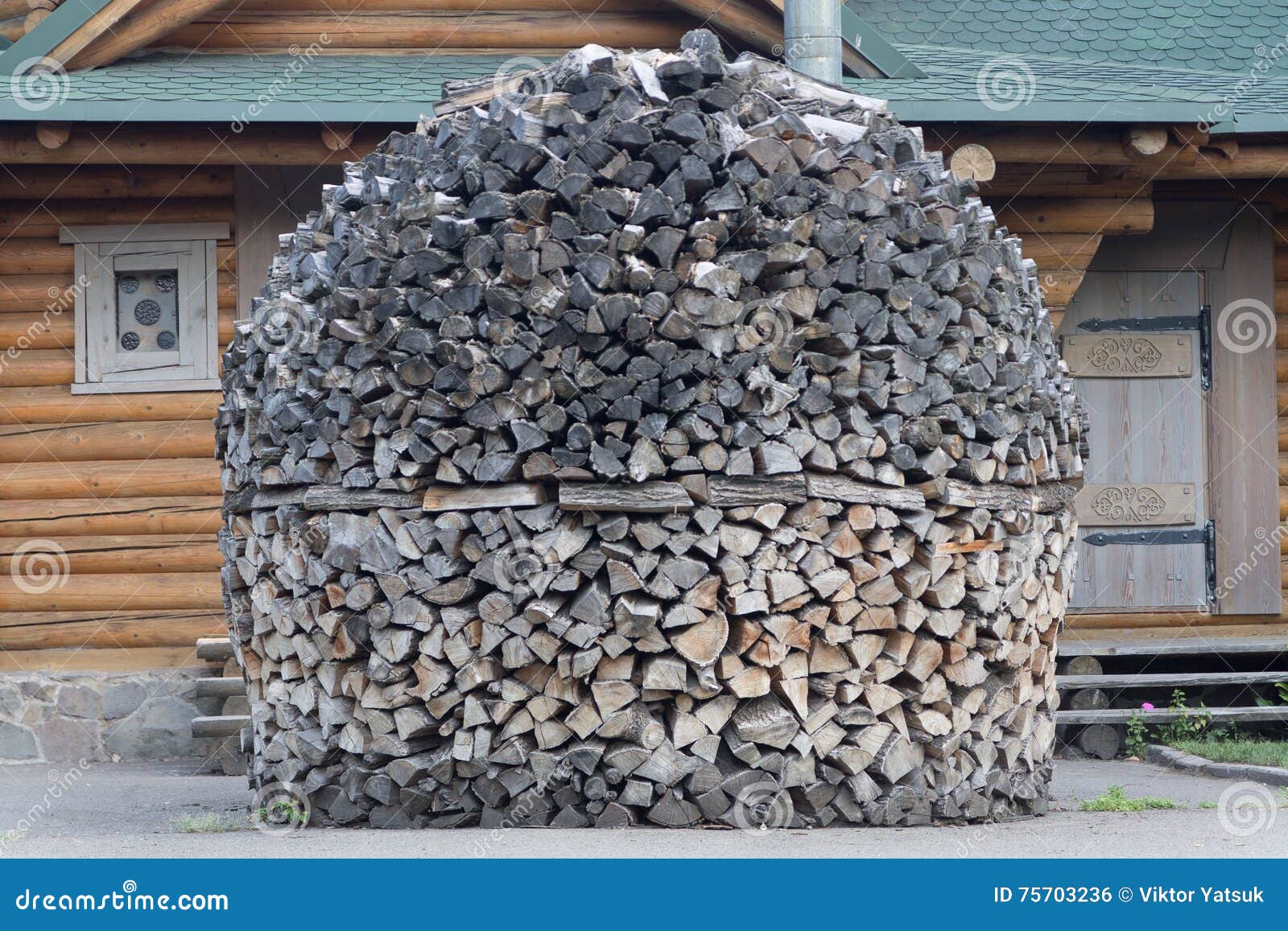 Firewood in the yard. stock photo. Image of environment 75703236