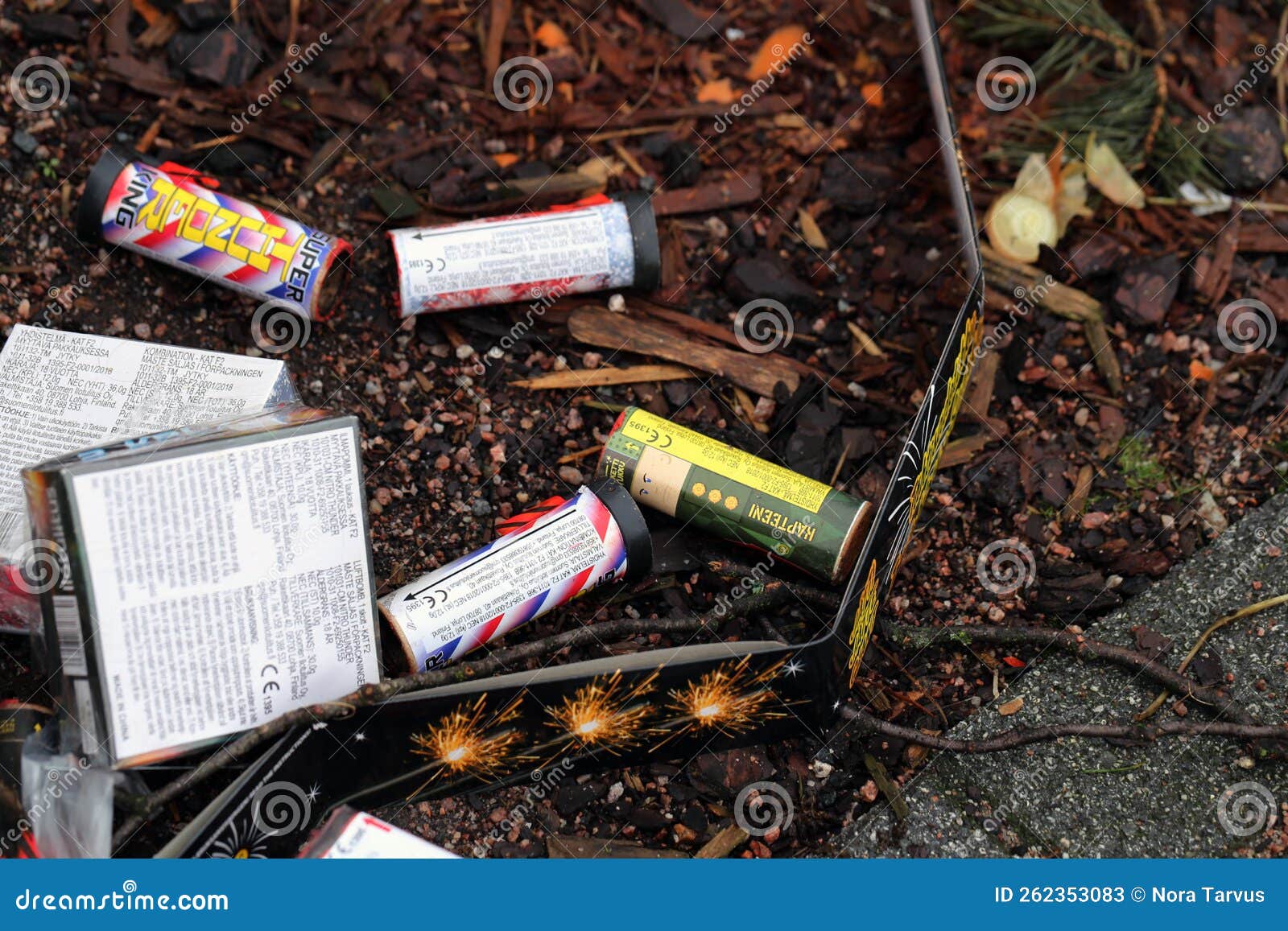 Firework Remnants And Packaging Littering The Sidewalk In Kreuzberg firework-remnants-and-packaging-littering-the-sidewalk-in-kreuzberg