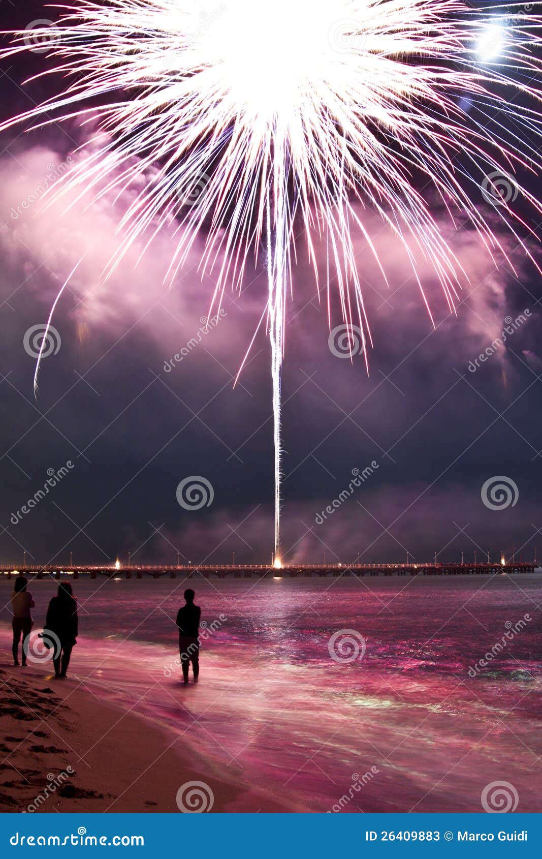 Fireworks Beach Of Forte Dei Marmi Italy Stock Image