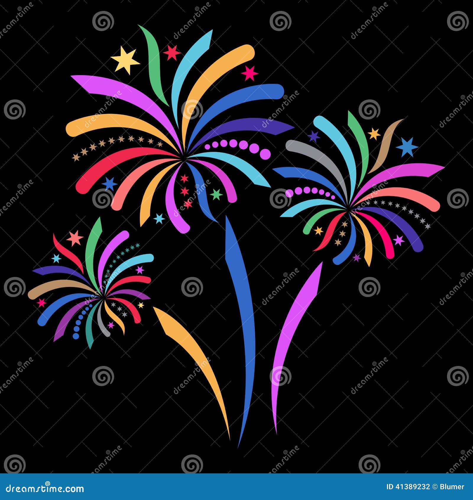 Fireworks. Beautiful colorful firework isolated on black background