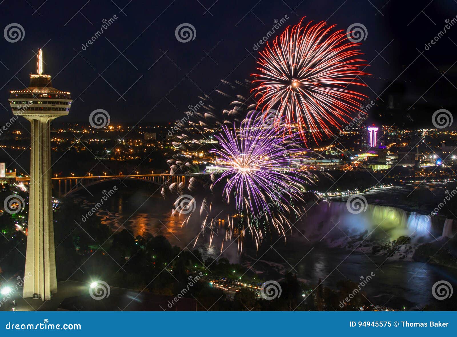 Fireworks for Canada Day at Niagara Falls Stock Image Image of