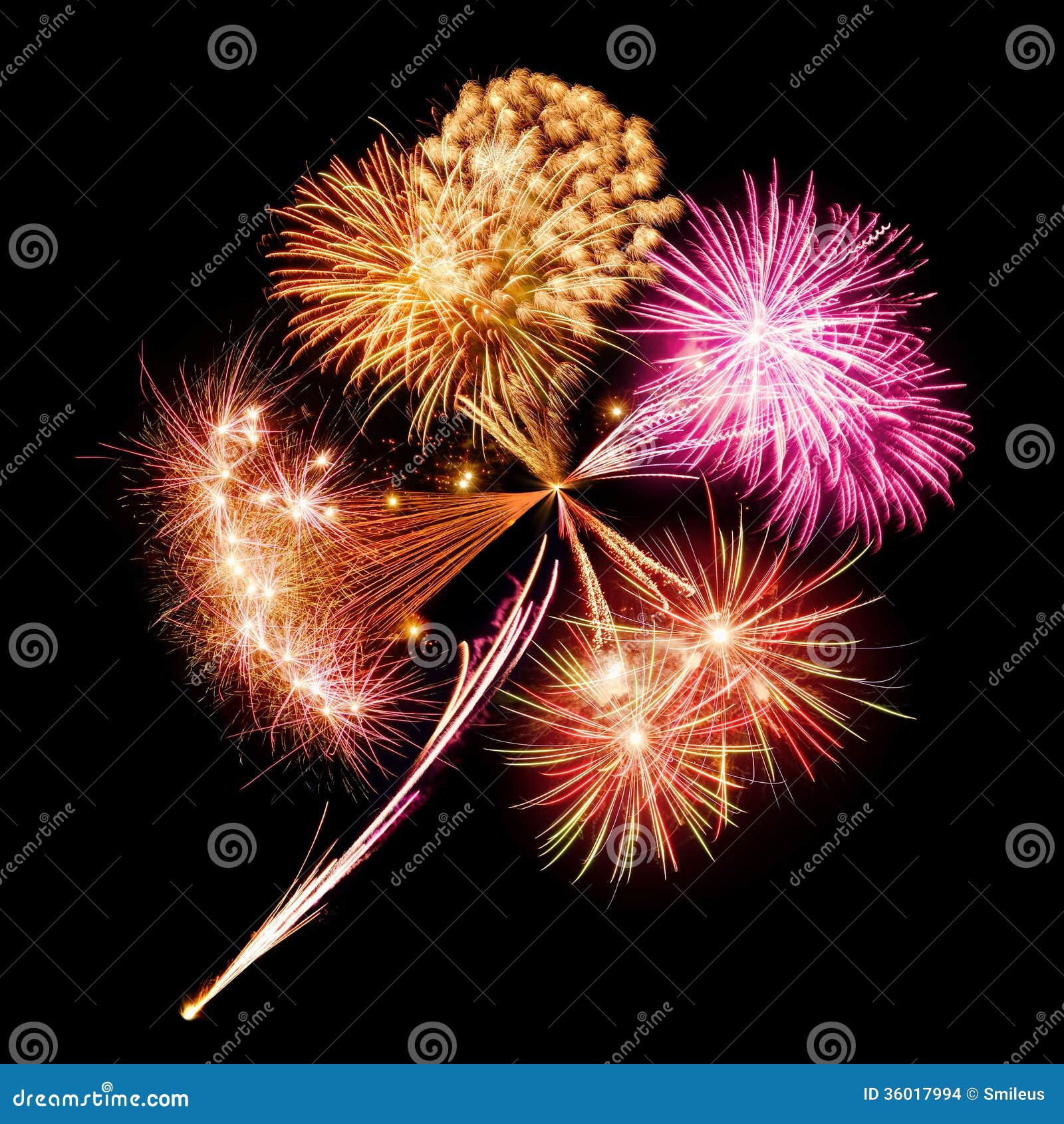 Fireworks in Clover Leaf Shape Stock Illustration Illustration of